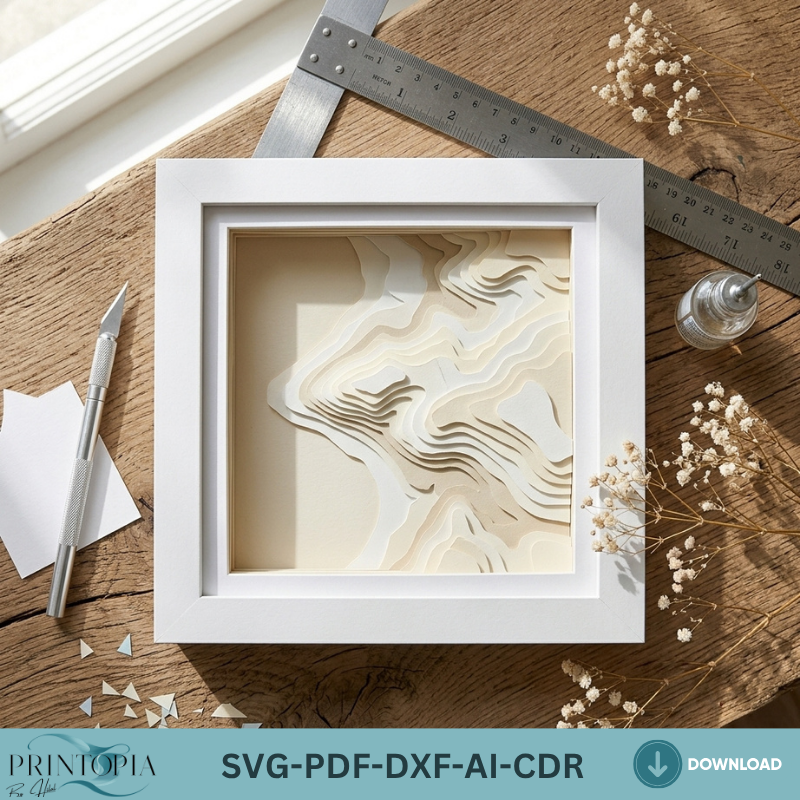 10x10 Inch Shadow Box Frame SVG Template - DIY Cardstock Frame SVG - Perfect for Cricut & Silhouette, Easy Scoring Options 688