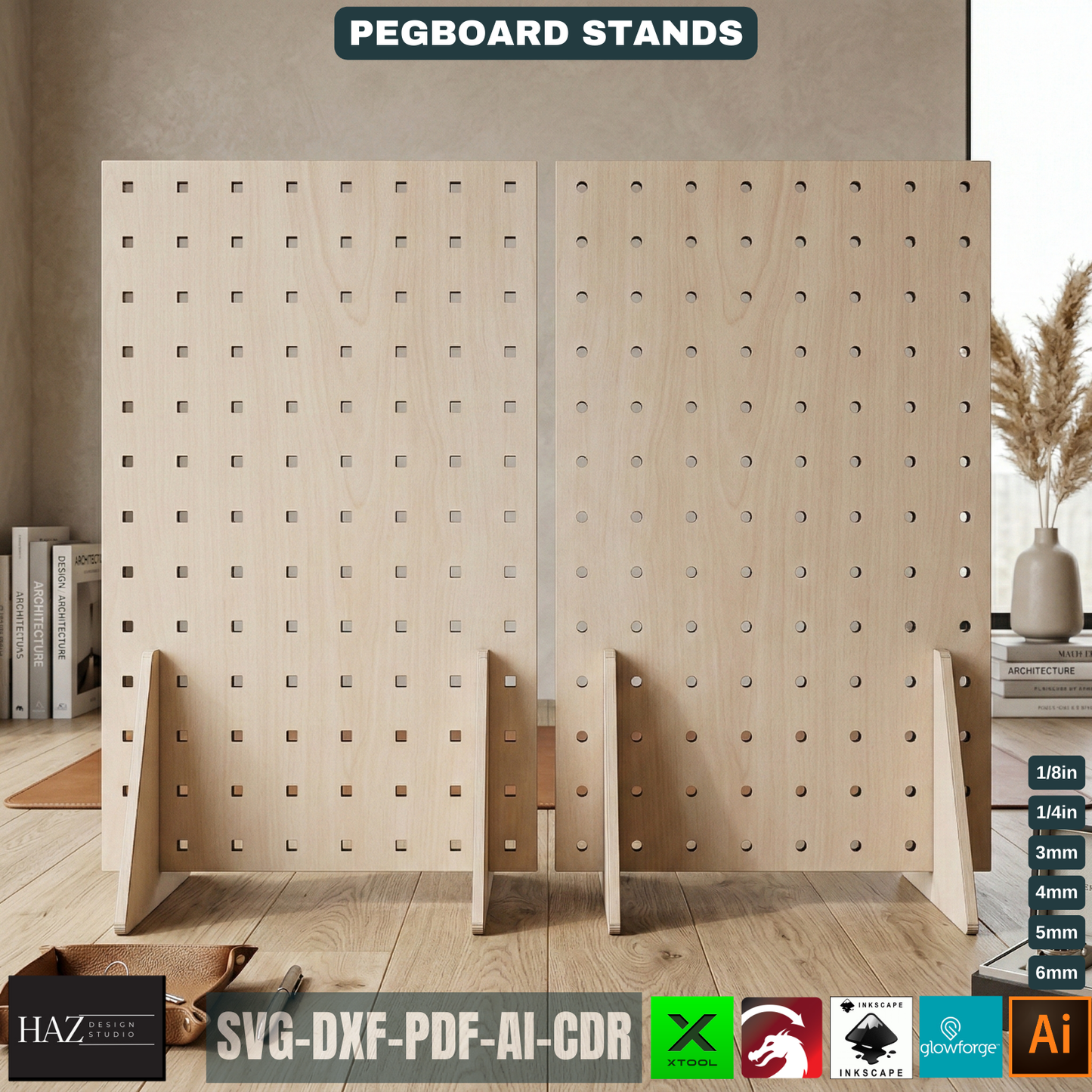 Laser Cut Pegboard Display Stand Template Craft Fair Tabletop Organizer Desk Storage Board 286