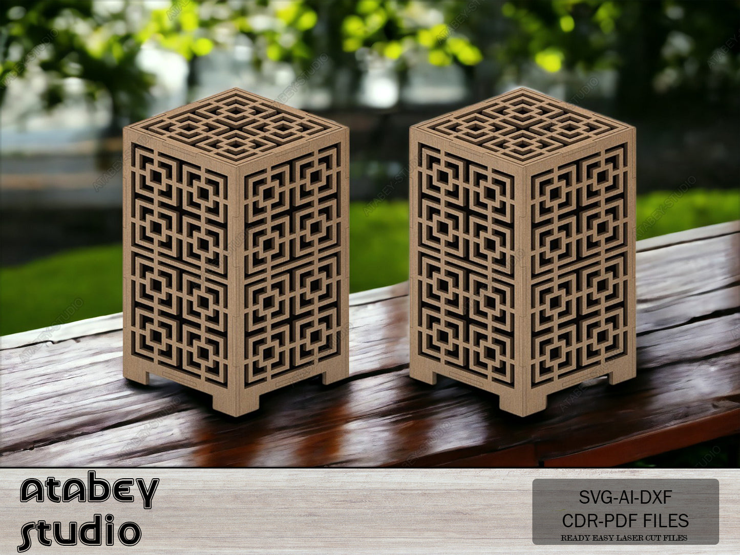 Wooden Desk Lamps & Lantern Holders - DIY Laser Cutting Templates - SVG DXF Files 599