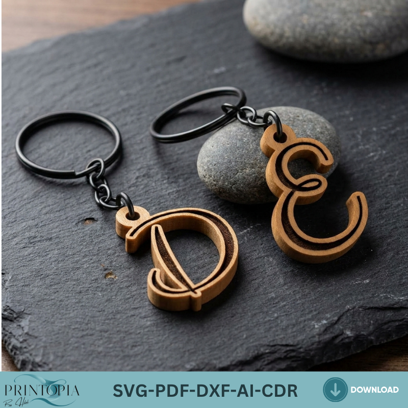 Custom Name Keychain Designs for Laser Cutters,Stylish Letter Keychain Templates for Personalization 103