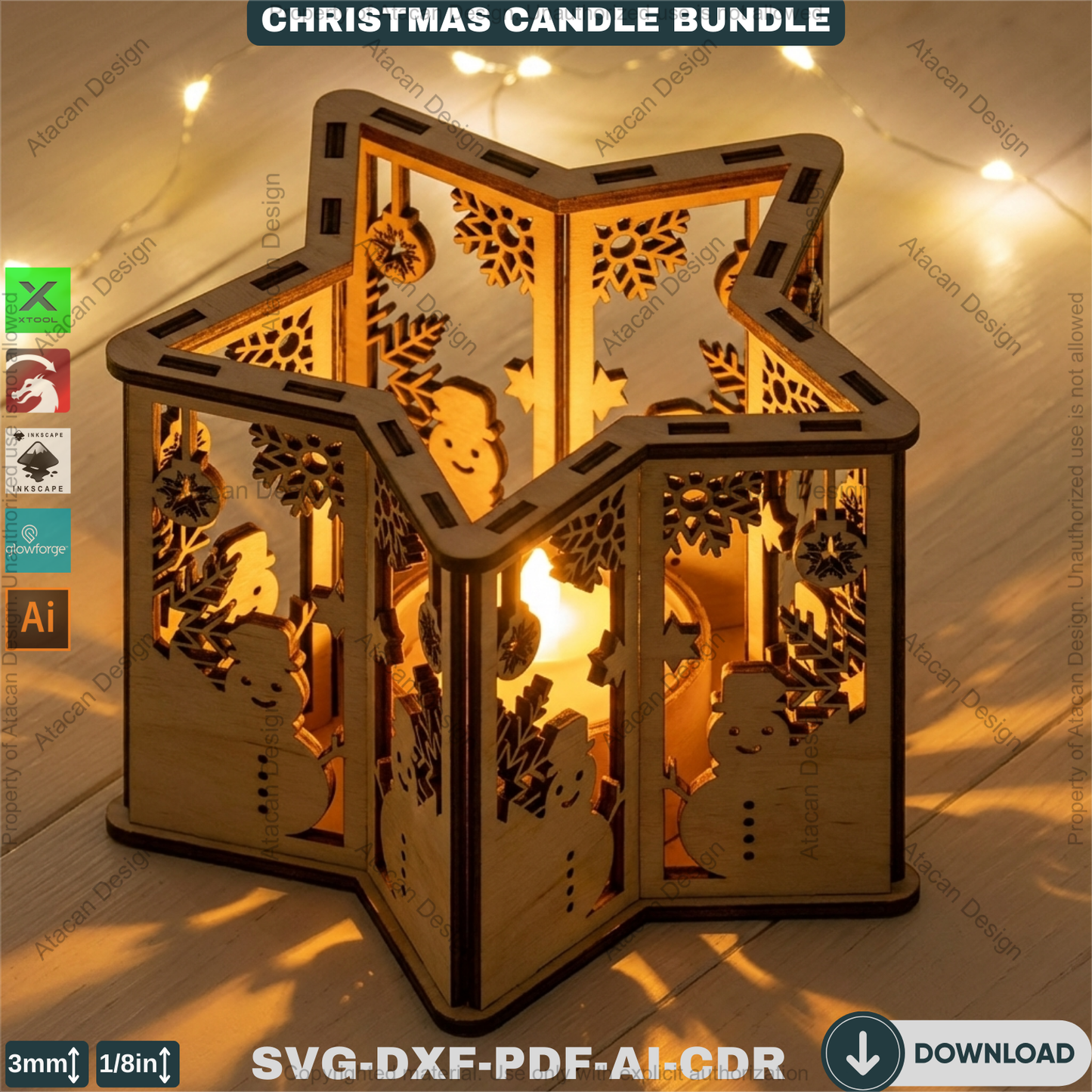Star Christmas Lantern Bundle – Laser Cut Candle Holders & Tealight Boxes – Festive Table Decor 926