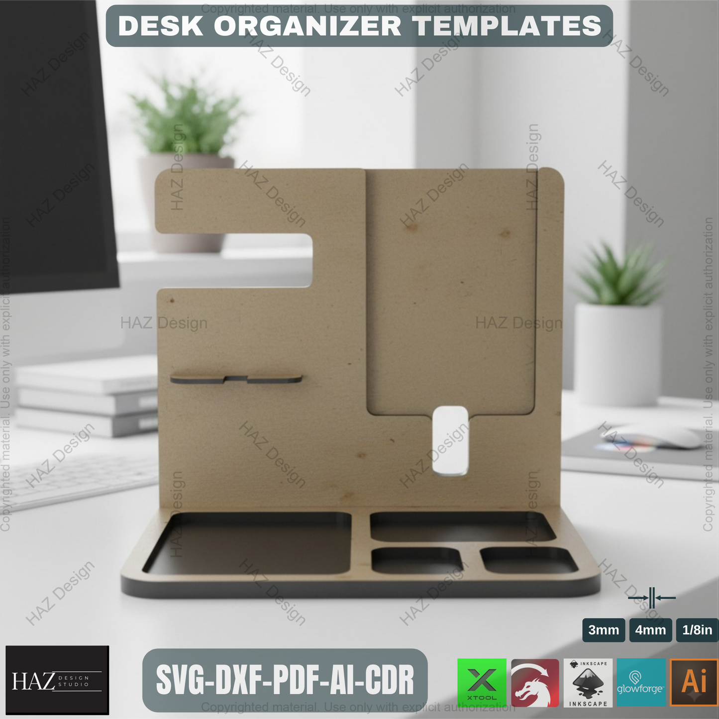 Customizable Docking Station for Dad - Stylish Bedside and Desk Organizer -  Phone Holder Laser cut SVG Files 183