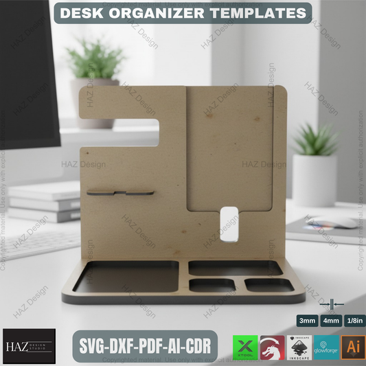 Customizable Docking Station for Dad - Stylish Bedside and Desk Organizer -  Phone Holder Laser cut SVG Files 183
