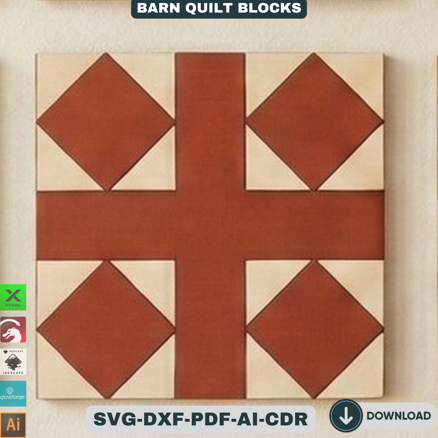 Barn Quilt Blocks, Geometric Patchwork Wall Patterns, DIY Wood Sign Mosaic Decor 937