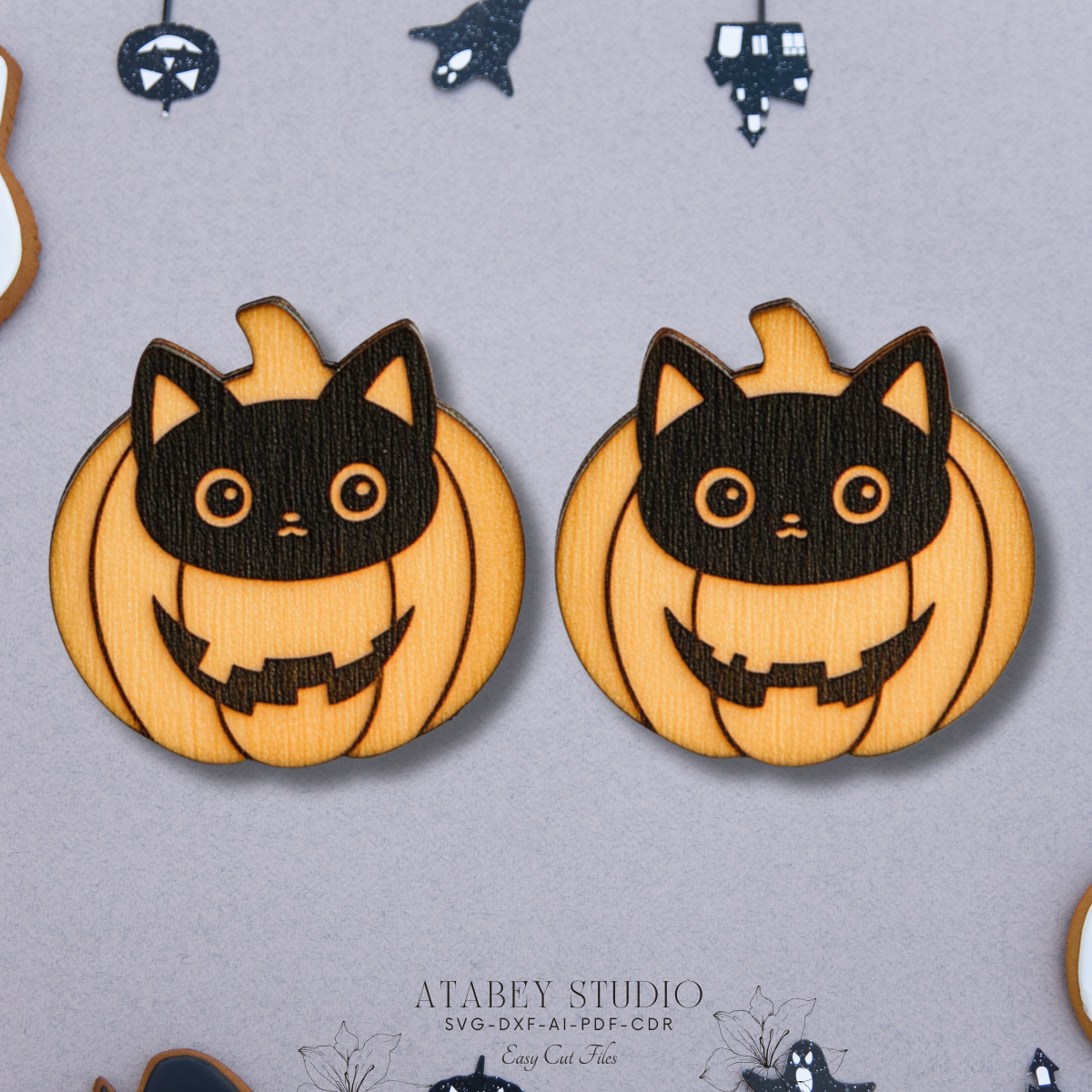 Halloween Earring Bundle - Black Cat, Ghost, Witch Hat & Coffin Designs for Laser Cutting 881