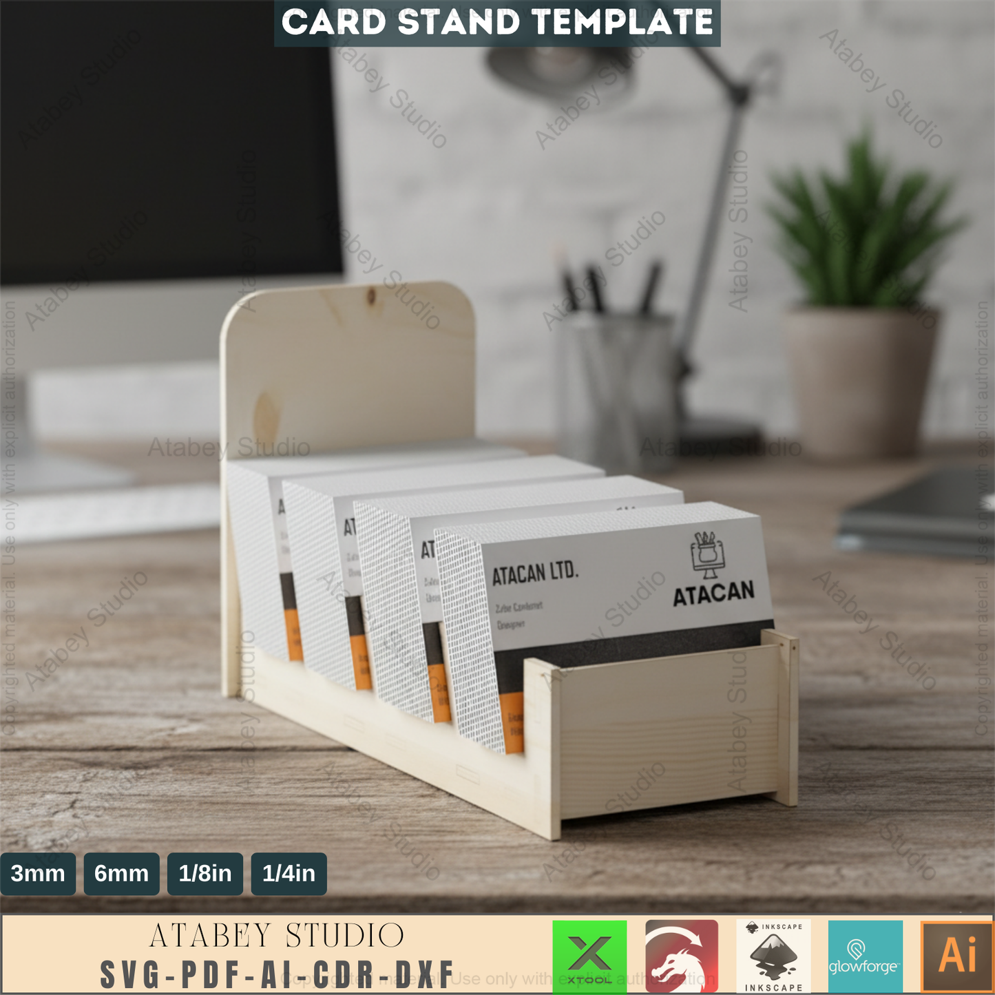Business Card Holder / Business Display Stand / laser cut SVG, DXF, Ai 470