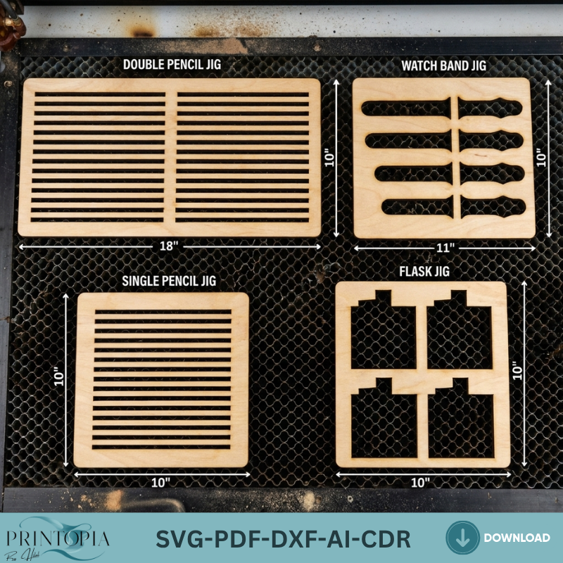 Square Jig Template Bundle for Laser Cutting - Multiple Sizes Jigs for Wood Engraving 152