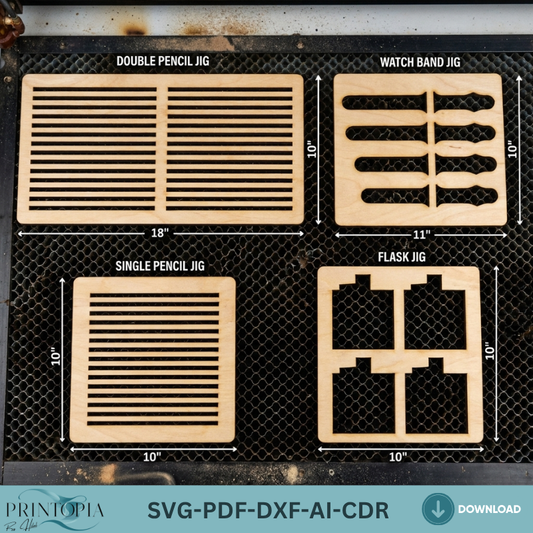 Square Jig Template Bundle for Laser Cutting - Multiple Sizes Jigs for Wood Engraving 152