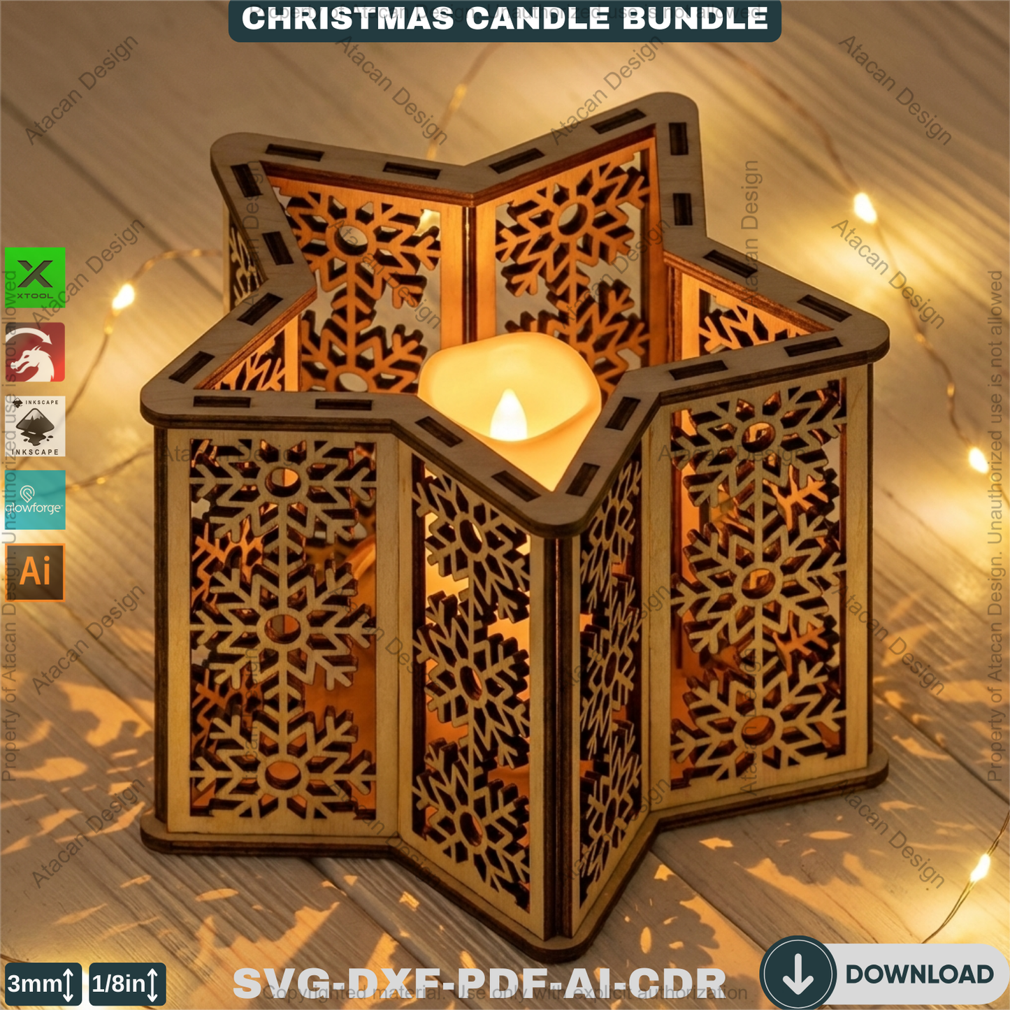 Star Christmas Lantern Bundle – Laser Cut Candle Holders & Tealight Boxes – Festive Table Decor 926