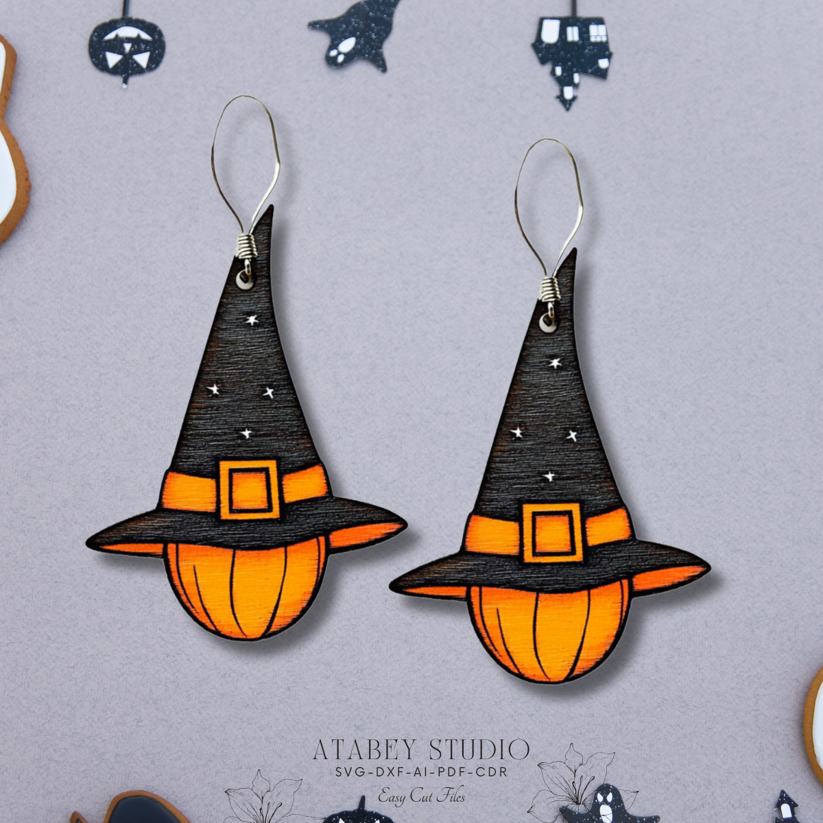 Halloween Earring Bundle - Black Cat, Ghost, Witch Hat & Coffin Designs for Laser Cutting 881