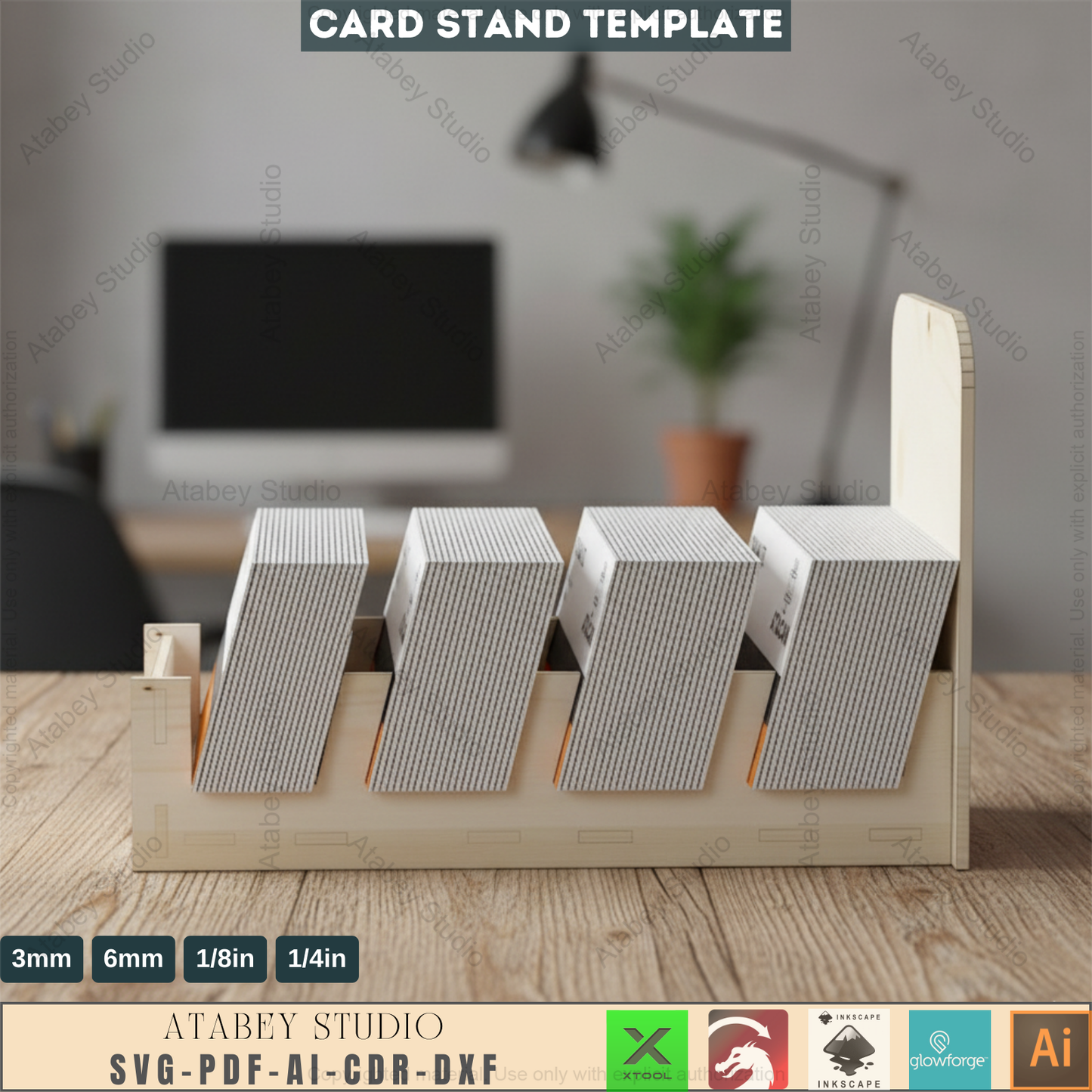Business Card Holder / Business Display Stand / laser cut SVG, DXF, Ai 470