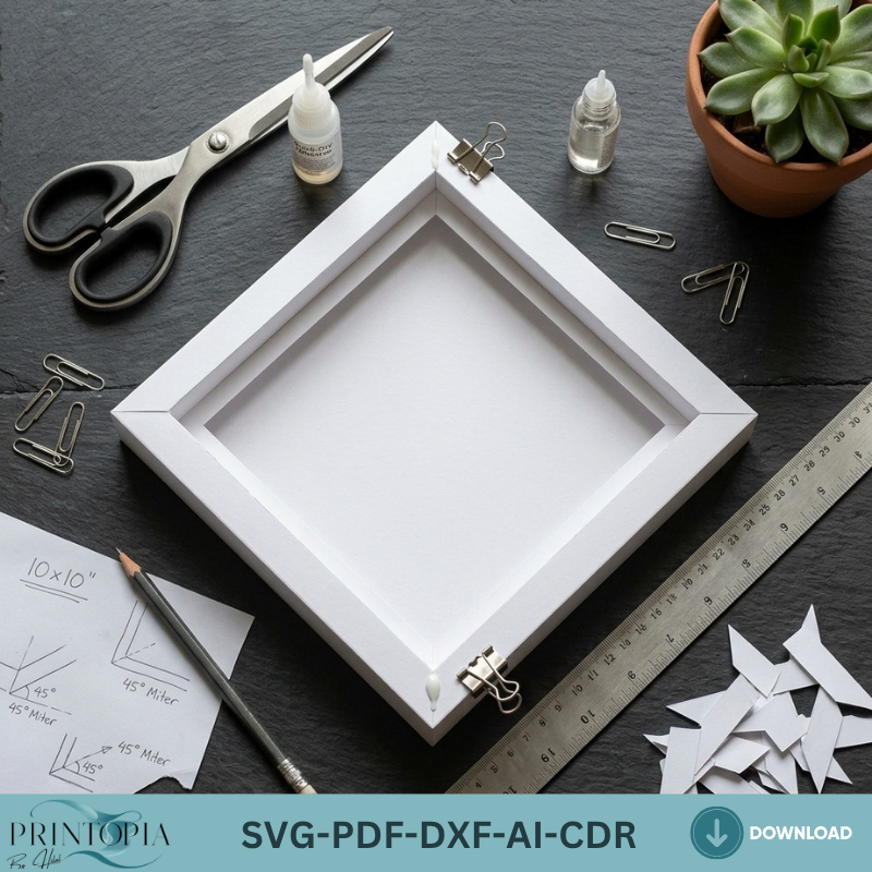 10x10 Inch Shadow Box Frame SVG Template - DIY Cardstock Frame SVG - Perfect for Cricut & Silhouette, Easy Scoring Options 688