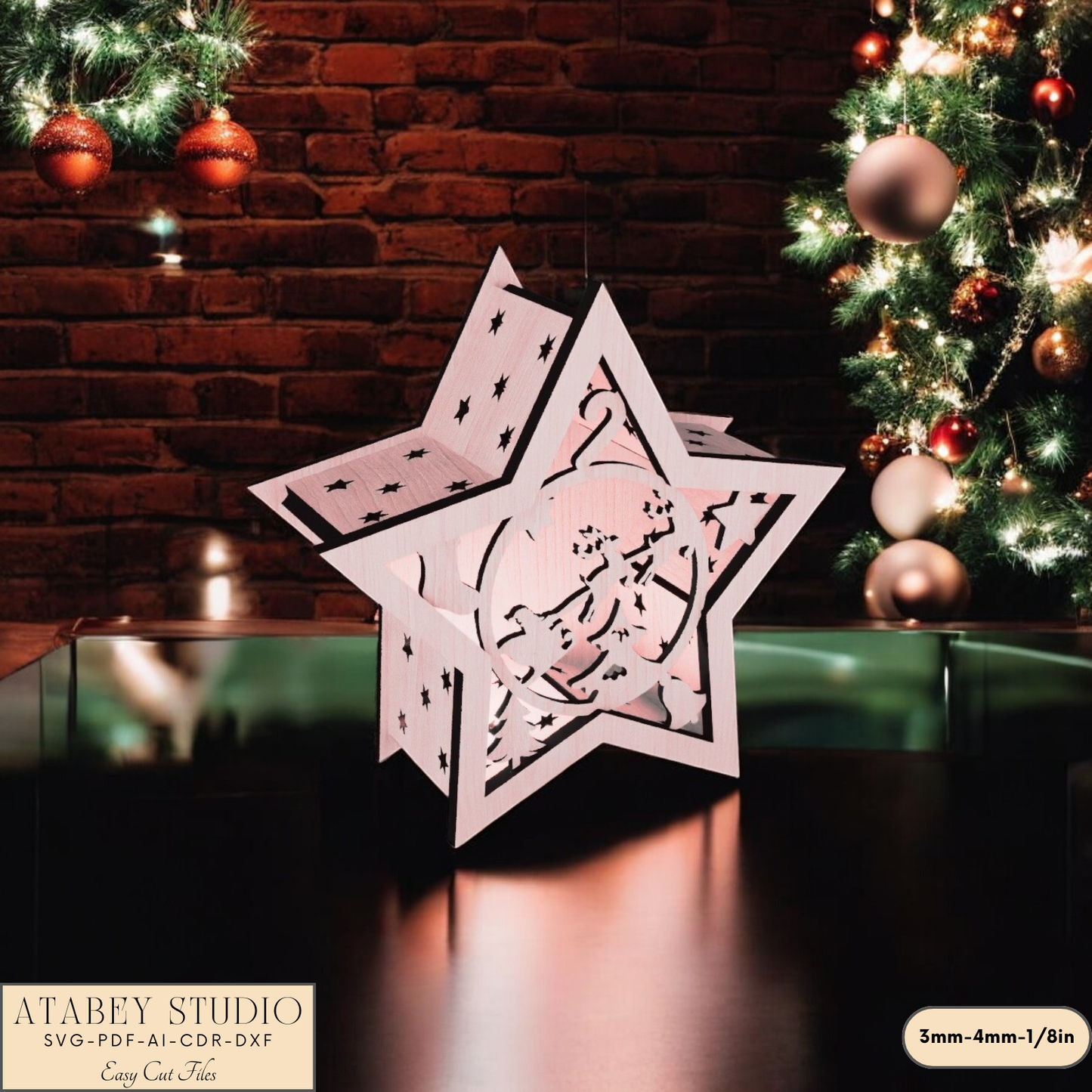 Christmas Star Lantern - Laser Cut Winter Wonderland Candle Holder for Cozy Holiday Decor 907