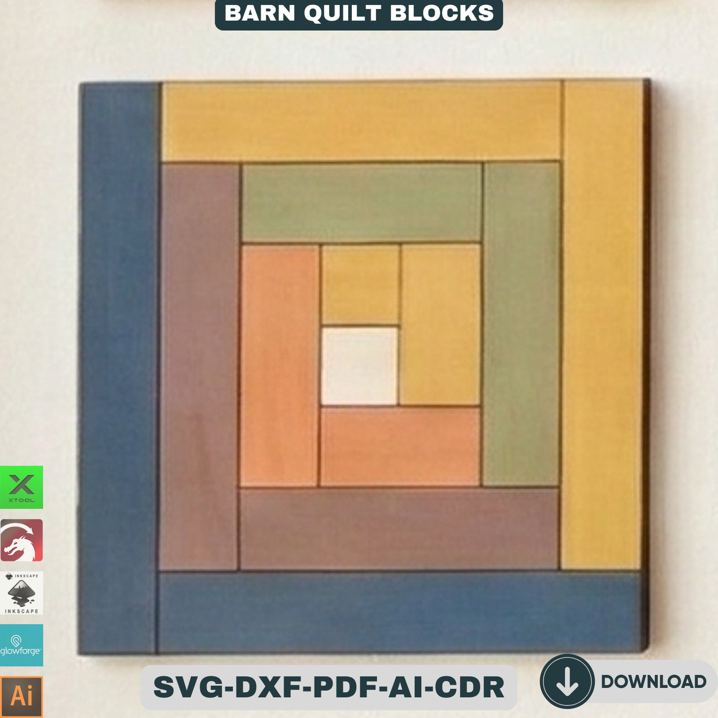 Barn Quilt Blocks, Geometric Patchwork Wall Patterns, DIY Wood Sign Mosaic Decor 937