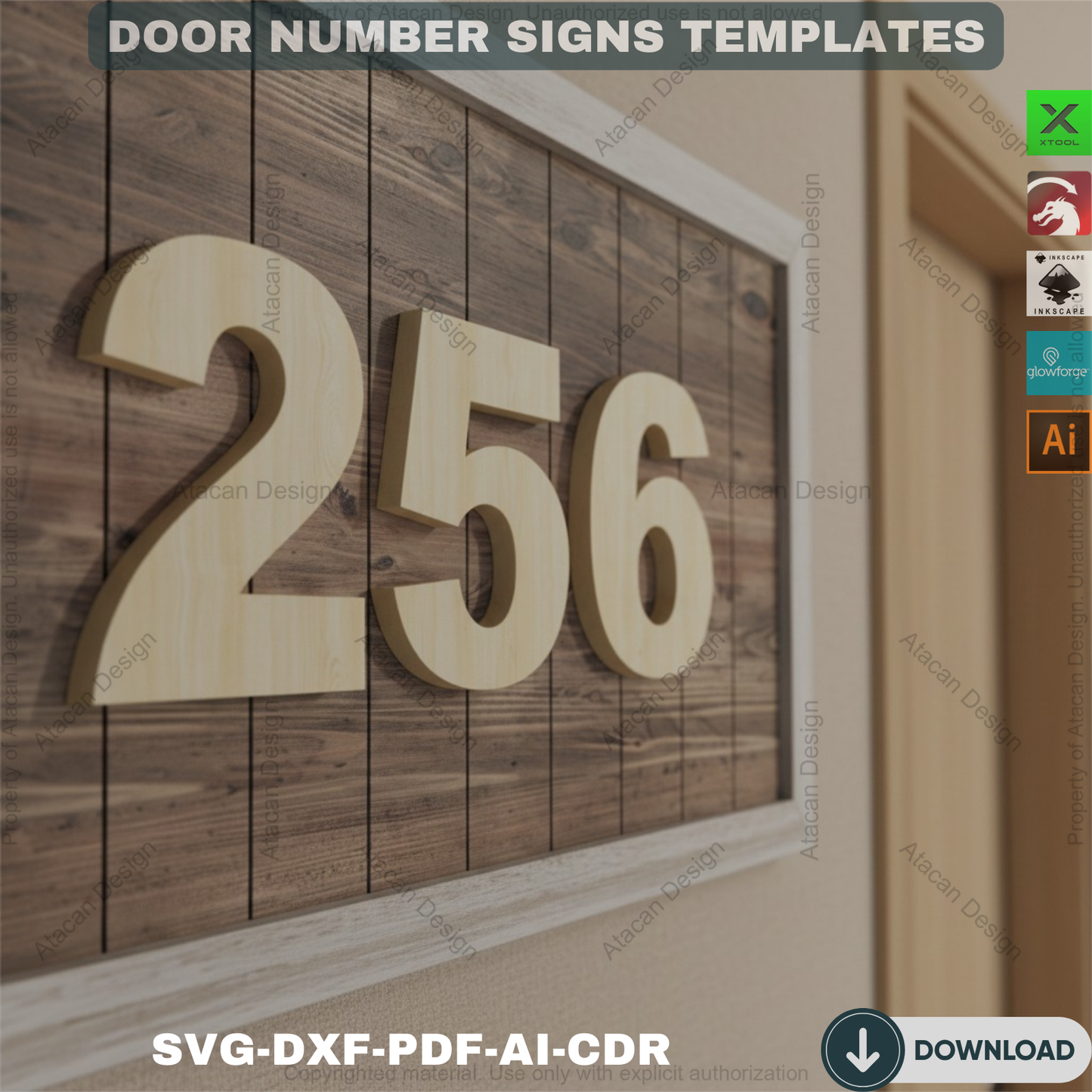 Laser Cut Wood House Number | Modern Address Sign | Geometric Pattern Options 840