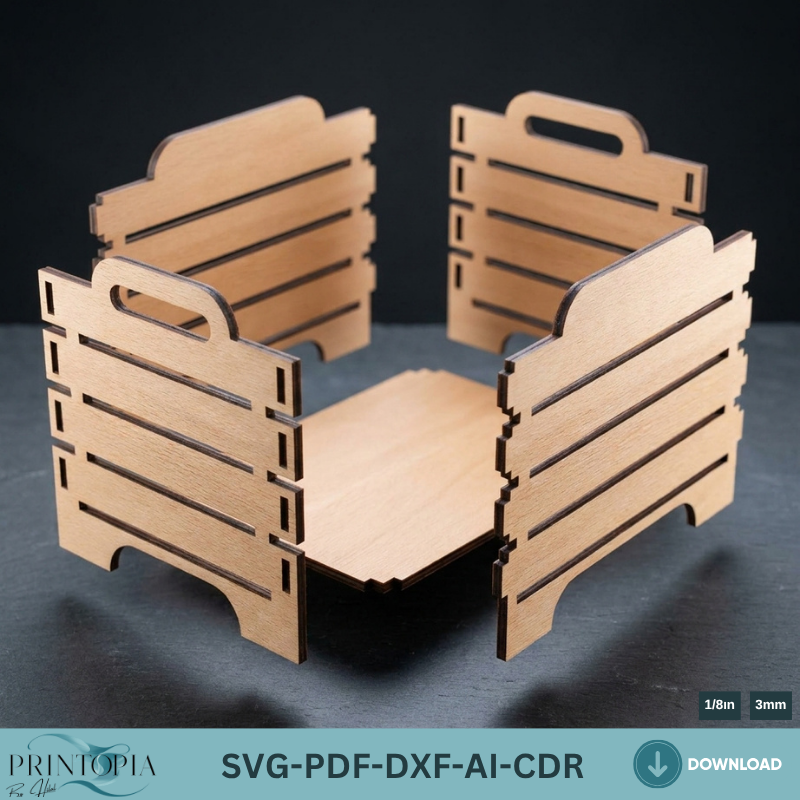 Laser Cut Vector Storage Boxes | Stackable Wooden Crates for Home and Office Organization