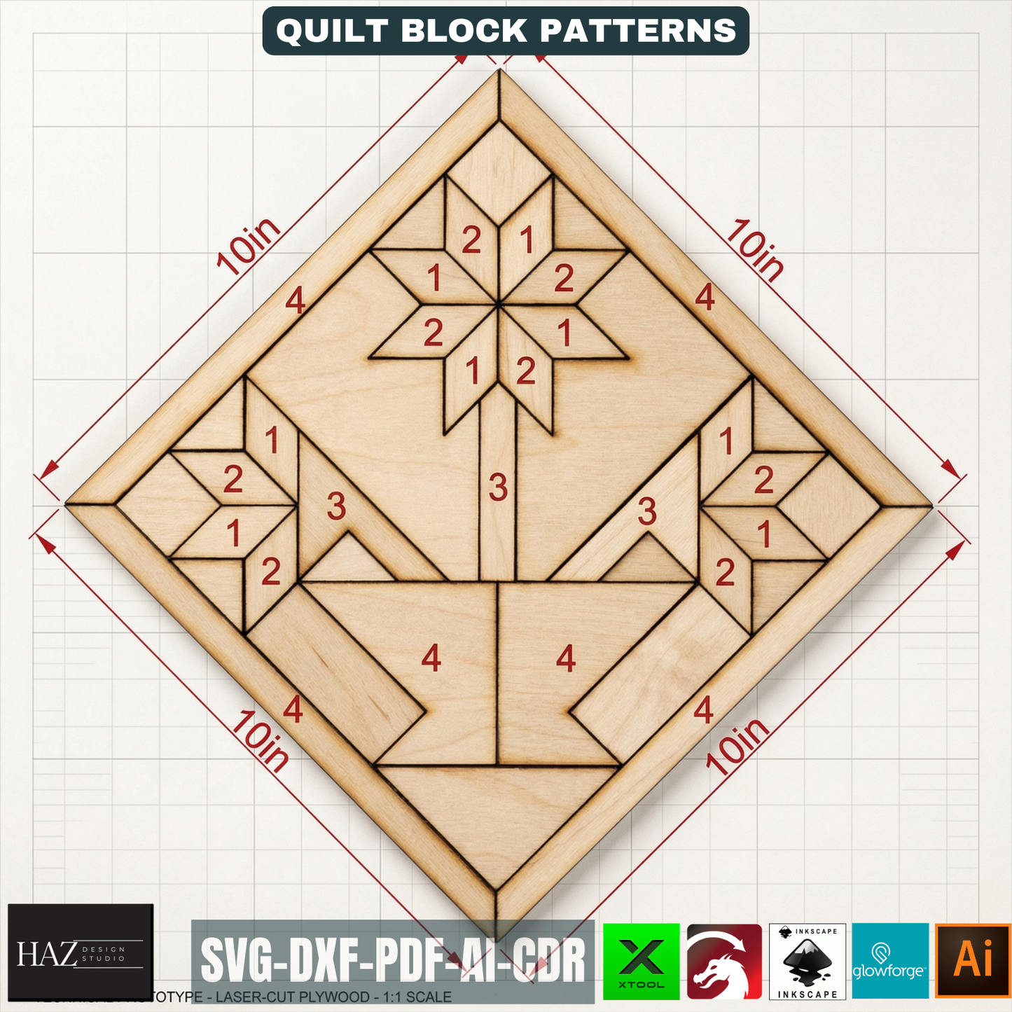 Flower Basket Barn Quilt Pattern Laser Cut Design for Wooden Wall Art Farmhouse Decor 020