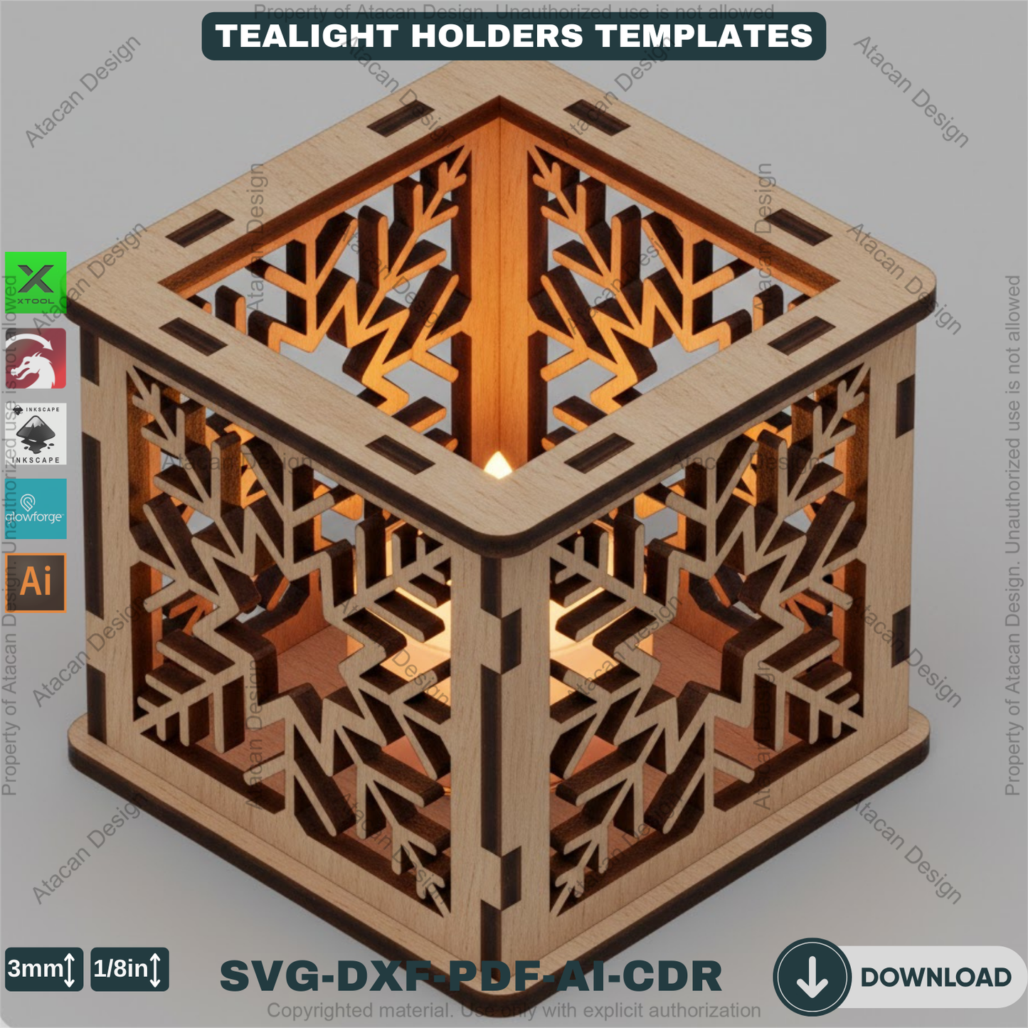 Snowflake Lantern Laser Cut Plans, Wooden Candle Box Template, Christmas Table Centerpiece, Winter Home Decor, 920