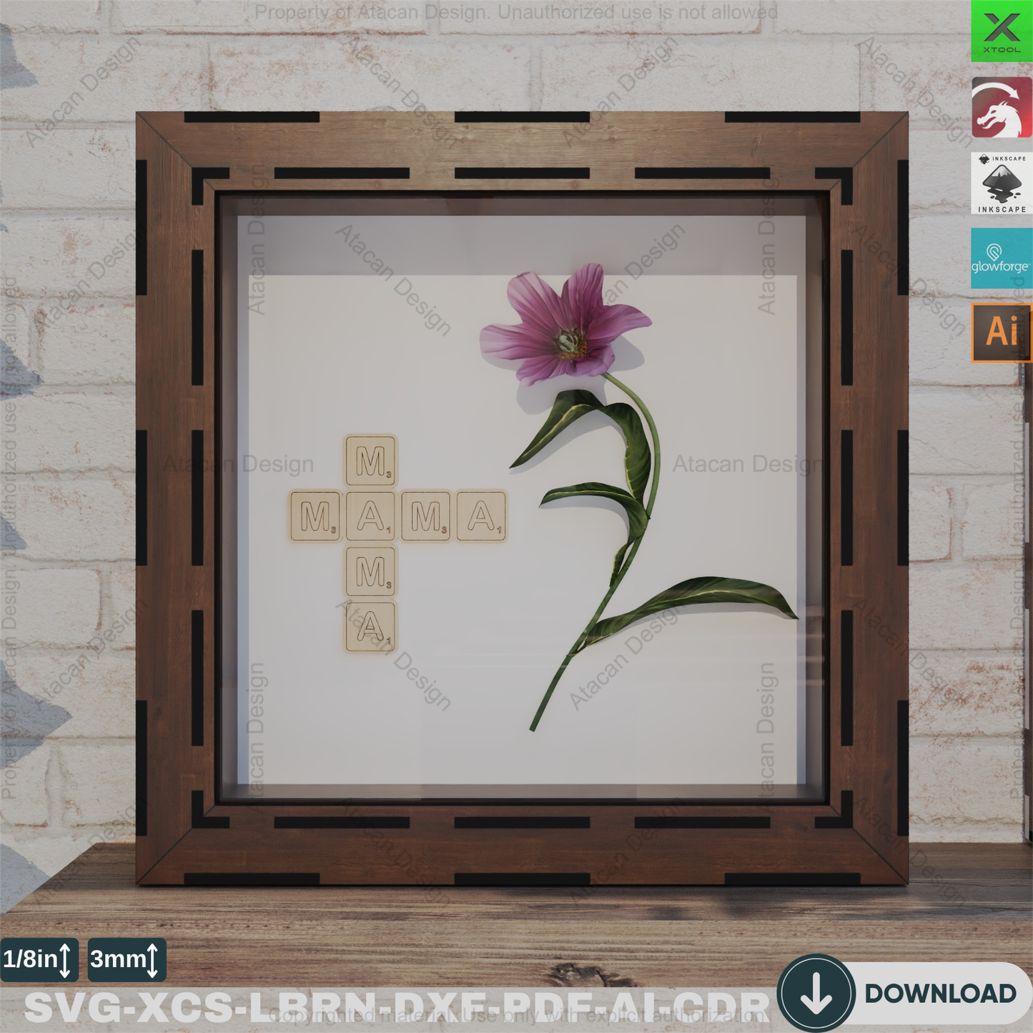 Removable Shadow Box Frames: Digital Laser Cut File Collection,3D Picture Frame Template: Wood Shadow Box Set, DIY Project853