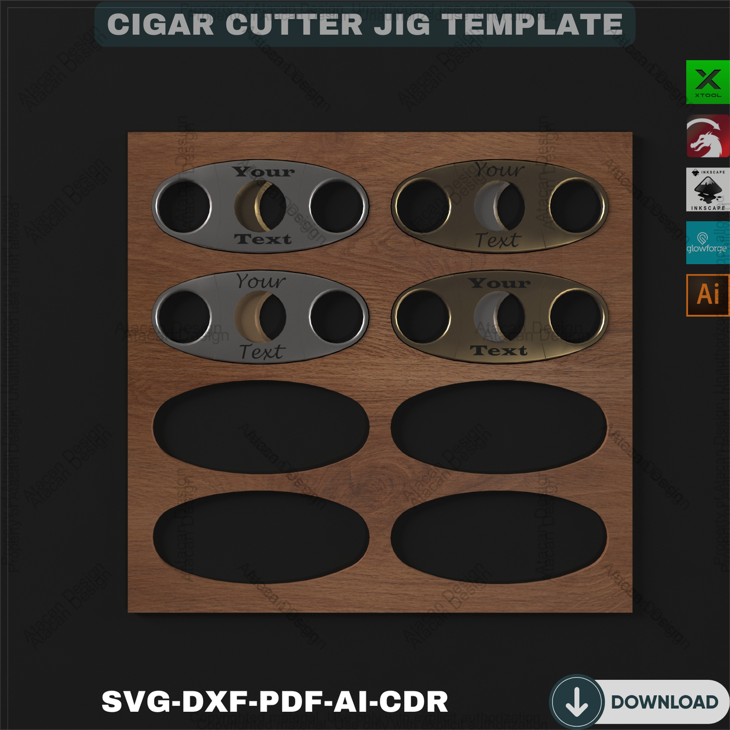 Cigar Cutter Jig Template for Laser Cutting | Perfect for Personalized Groomsmen Gifts 749