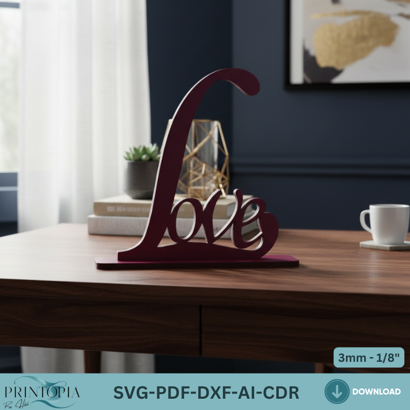 Love Shelf Sitter Standing Sign Laser Cut File, Valentine's Day Decor, Romantic Wedding Gift 324