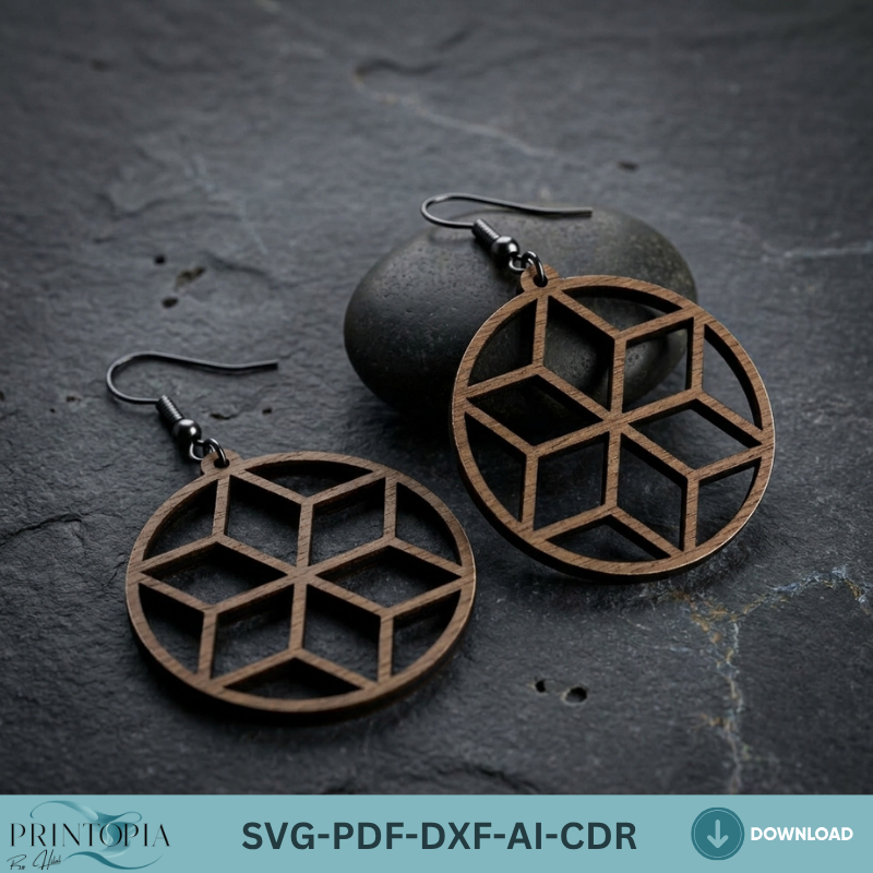 10 Wooden Earring Laser Cut Files SVG Bundle Geometric Jewelry Templates DIY Wood Earring