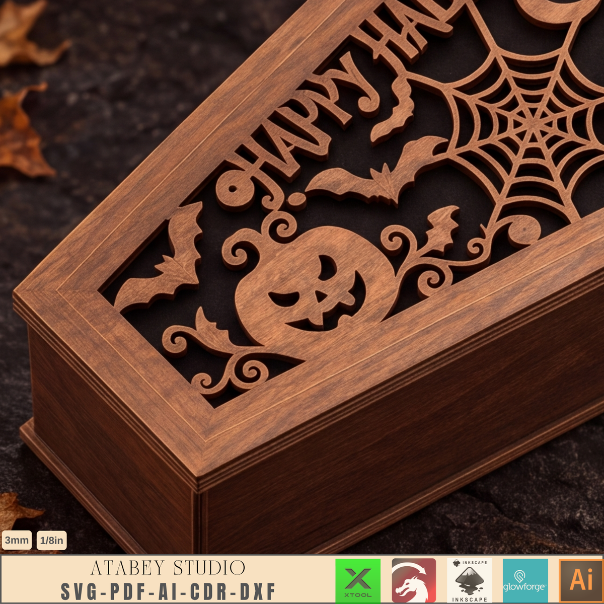 Halloween Coffin Box Laser Cut Bundle, Gothic Wooden Keepsake Casket, Trick or Treat Candy Box 1025