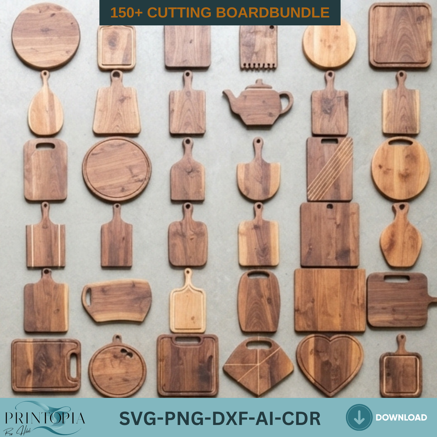 150+ Cutting Board Shapes Laser Cut Templates Wooden Kitchen Bundle