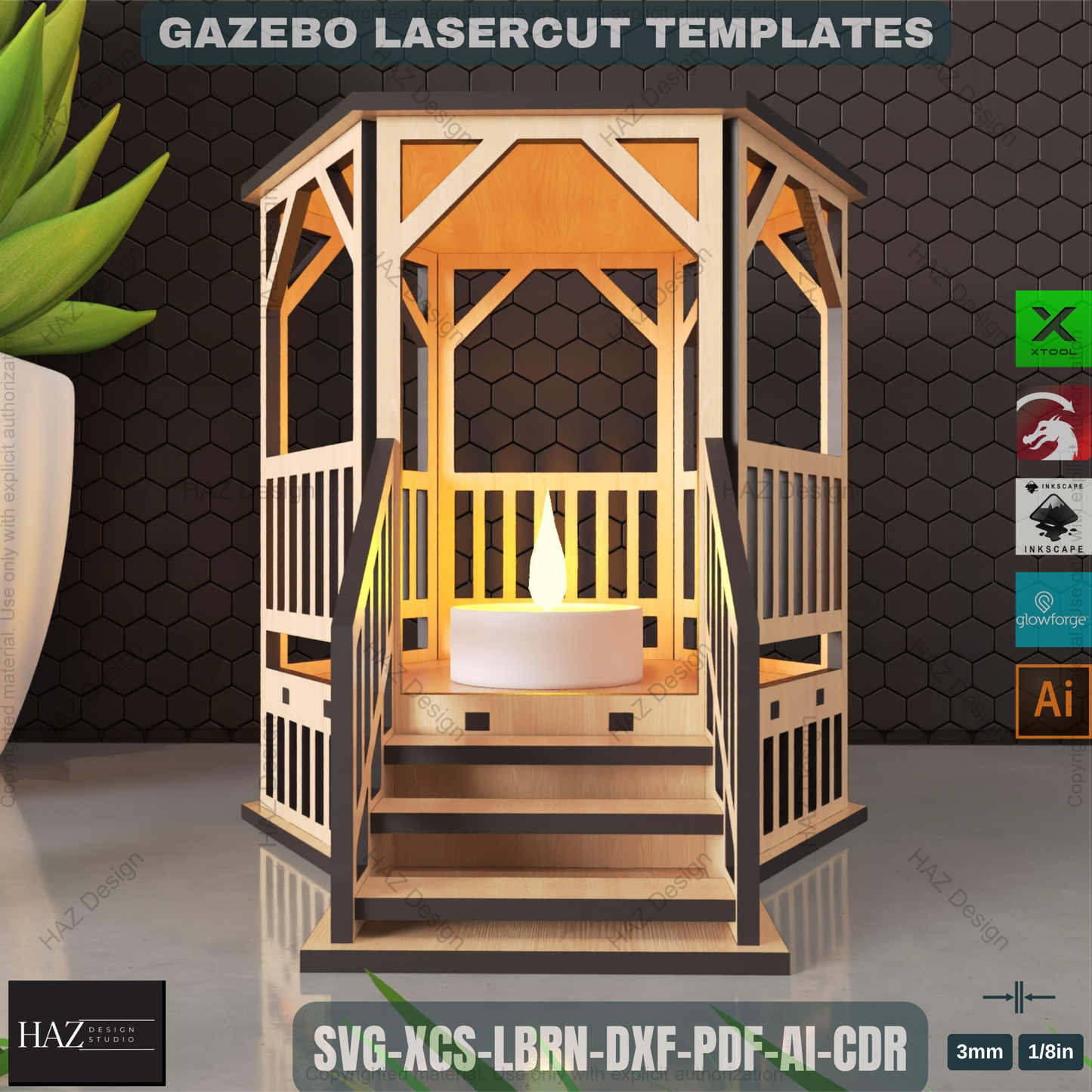 Charming Gazebo Tealight Lantern Design | Laser Cut Files for Rustic Outdoor Decor Idea 456