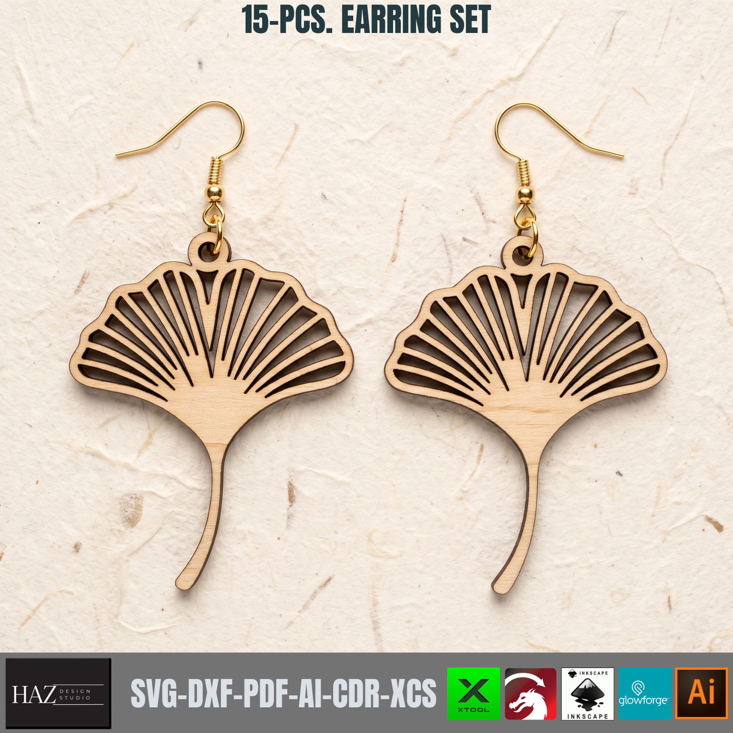 Wooden Earring Laser Cut Files Set Jewelry SVG Glowforge Plywood Templates Boho Nature Wood Designs