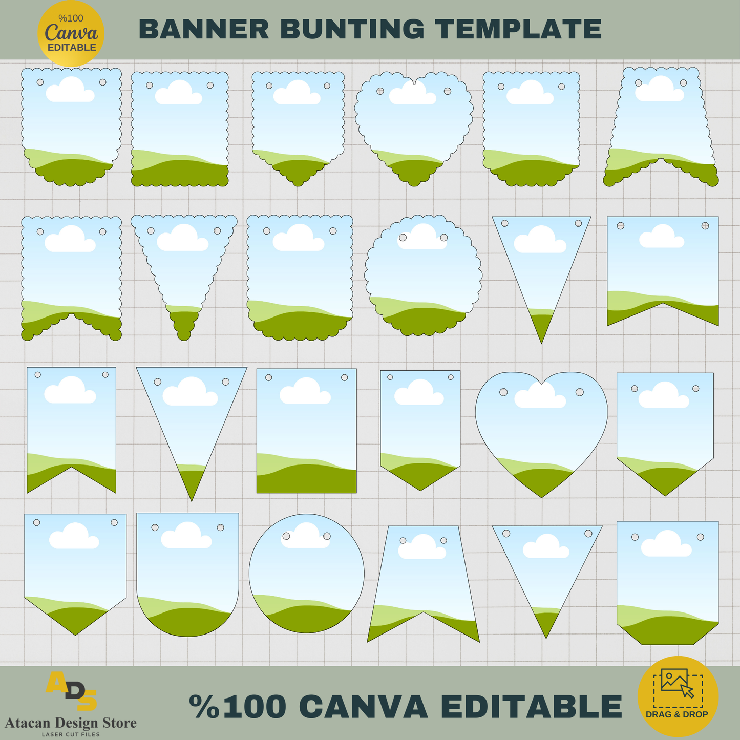 Editable Banner Bunting Template | 100% Customizable Canva Design | Perfect for Birthdays, Events, and Parties 744