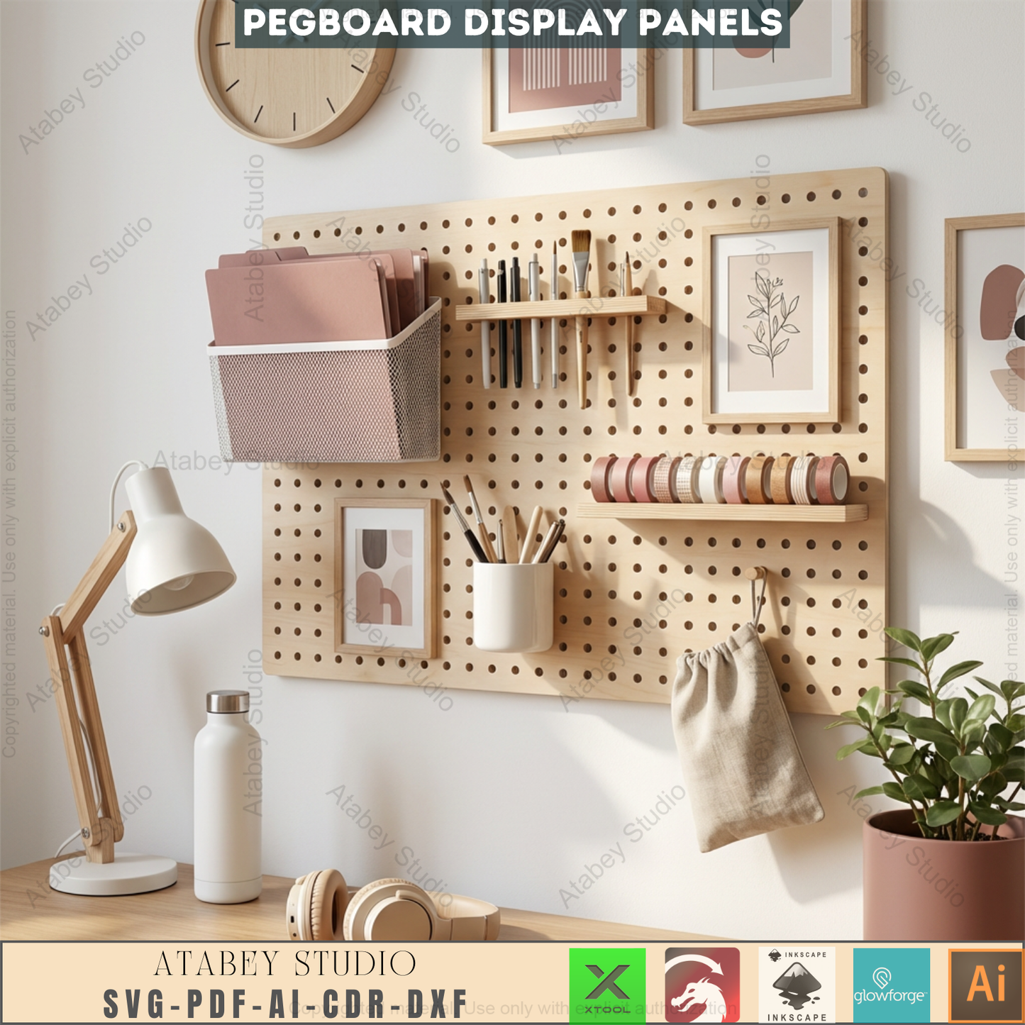 Pegboard Display Panel Templates, 20 Sizes Wall Organizer, Hole Board Pattern for Makers 993