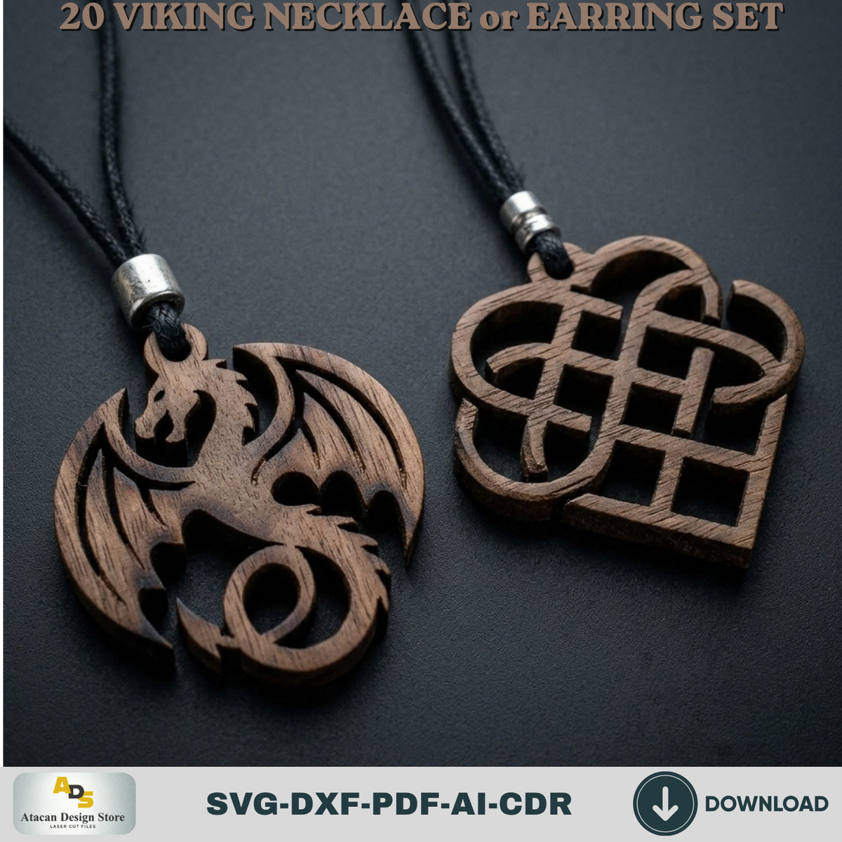 20 Viking Norse Jewelry Laser Cut Templates Necklace Earring Pendant Designs
