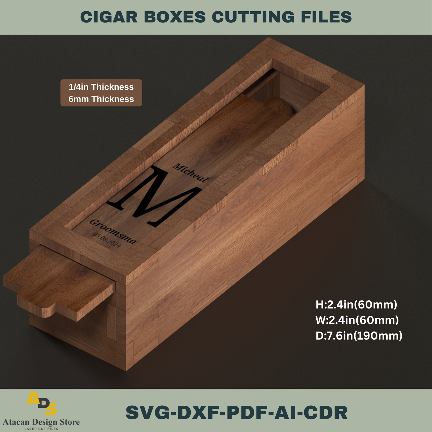 Personalized Cigar Box Laser Cutting File | Perfect for Groomsmen Gifts & Special Occasions 748