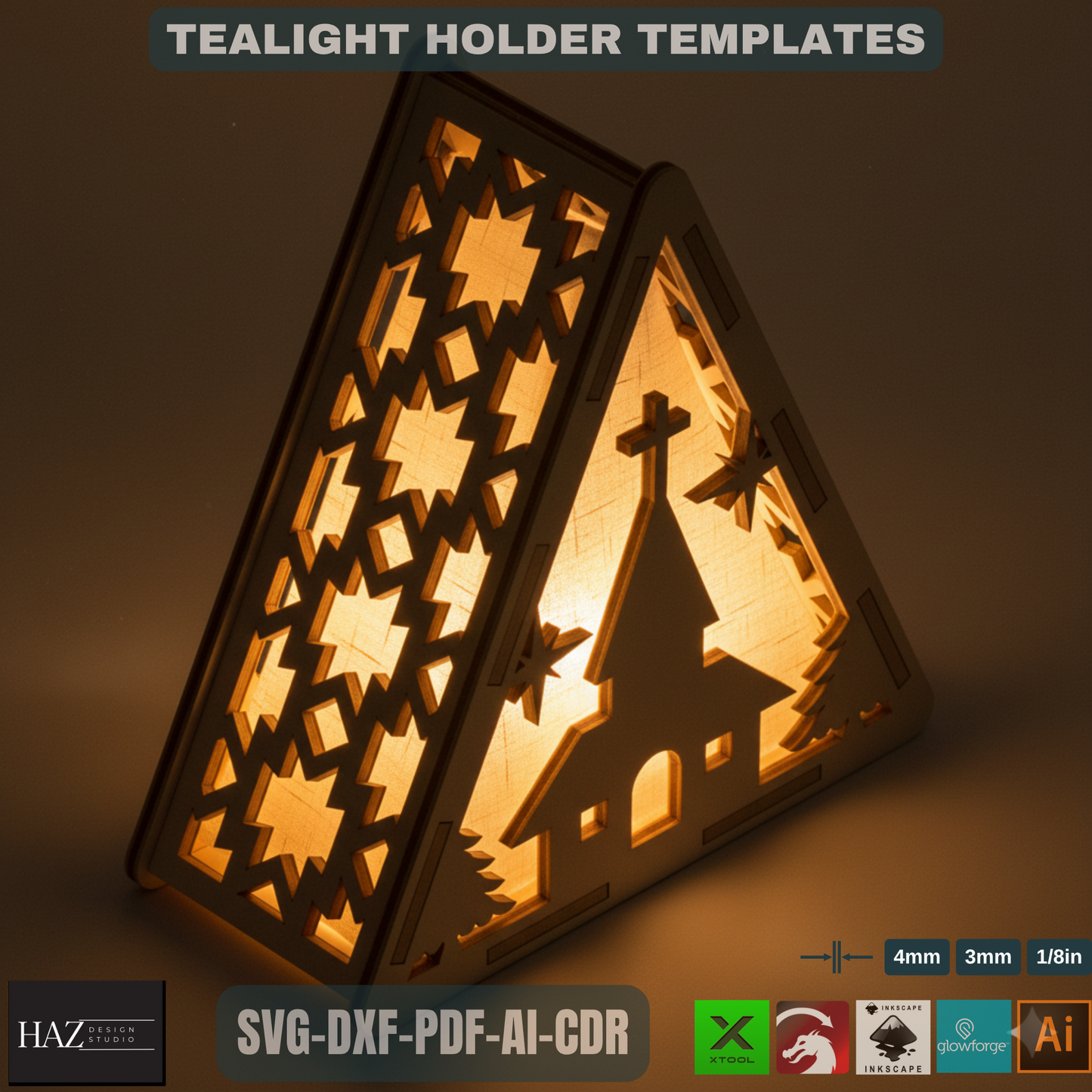 Spiritual Candle Holders / Laser-Cut Nativity Lanterns / Night Lamp for Sacred Decor 482