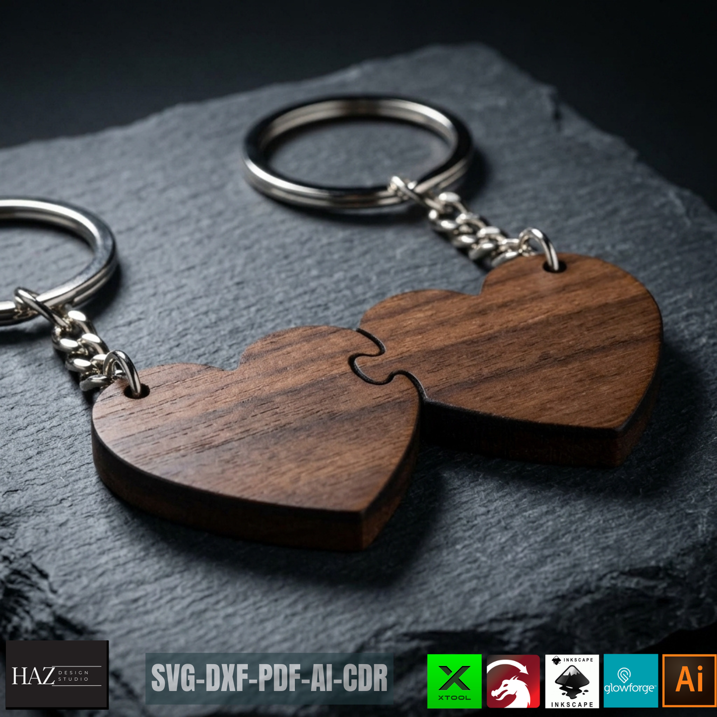 Puzzle Piece Keychain for Couples Heart Round Rectangle Key Heart Designs DIY Anniversary Gift