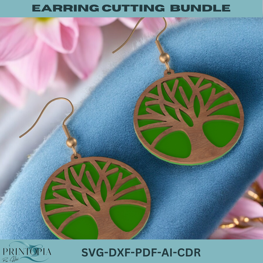 Stylish Wooden Earring Designs for Laser Cutting - Unique Shapes-Ready-to-Use Bundle 185