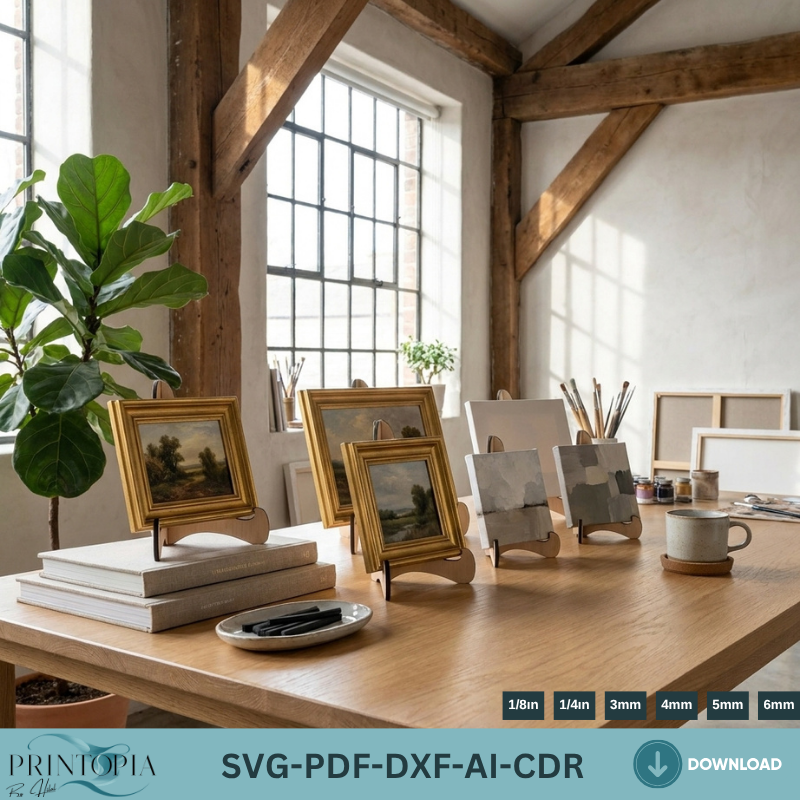 Classic Curve Easel Stand Files - Versatile Laser Cut Designs for Displays