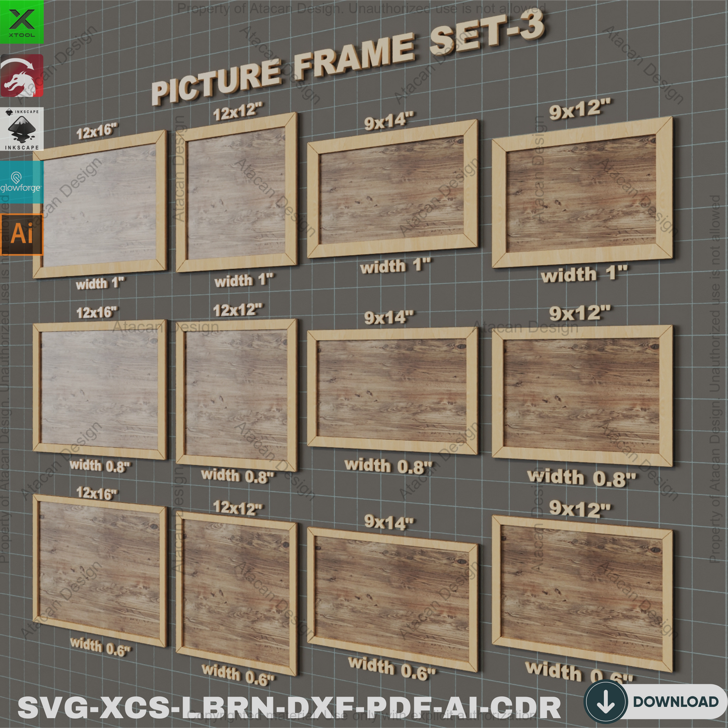 Laser Cut Picture Frame Bundle, SVG Frames, Wood Frame Template, Xtool Files,Laser Cut Picture Frames, Multiple Sizes 830