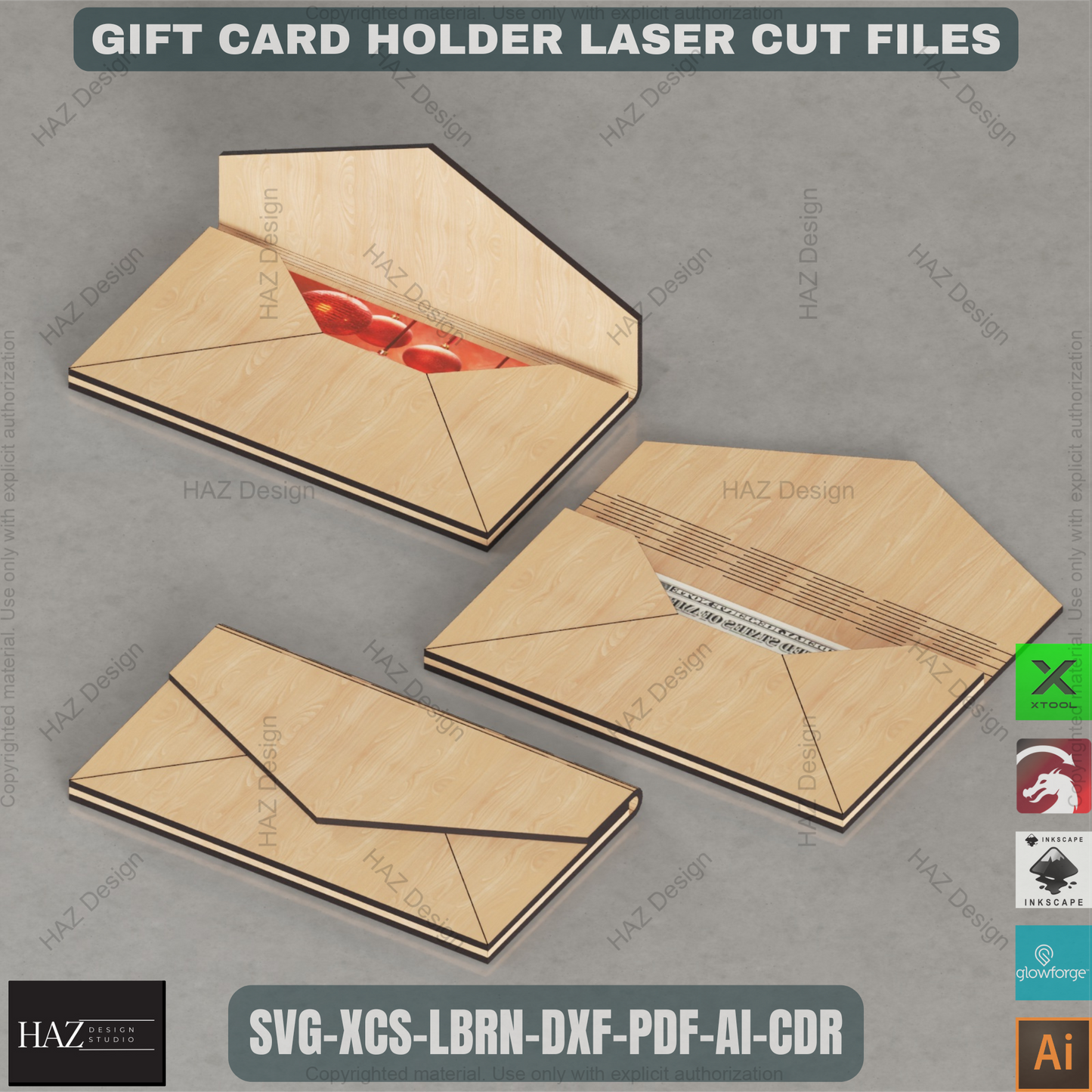 Creative Laser Cut Gift Card Box Files, Multi-Design Money Pocket Template, Instant DIY Project for Laser Crafters Description:
