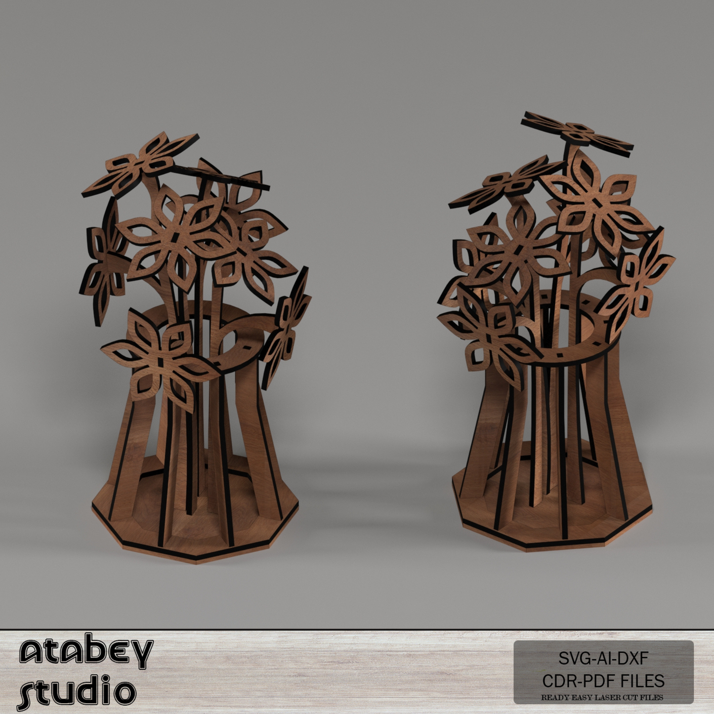 DIY 3D Wooden Flower Vase - Laser Cut Floral Design - Bouquet Model Unique Home Decor 793