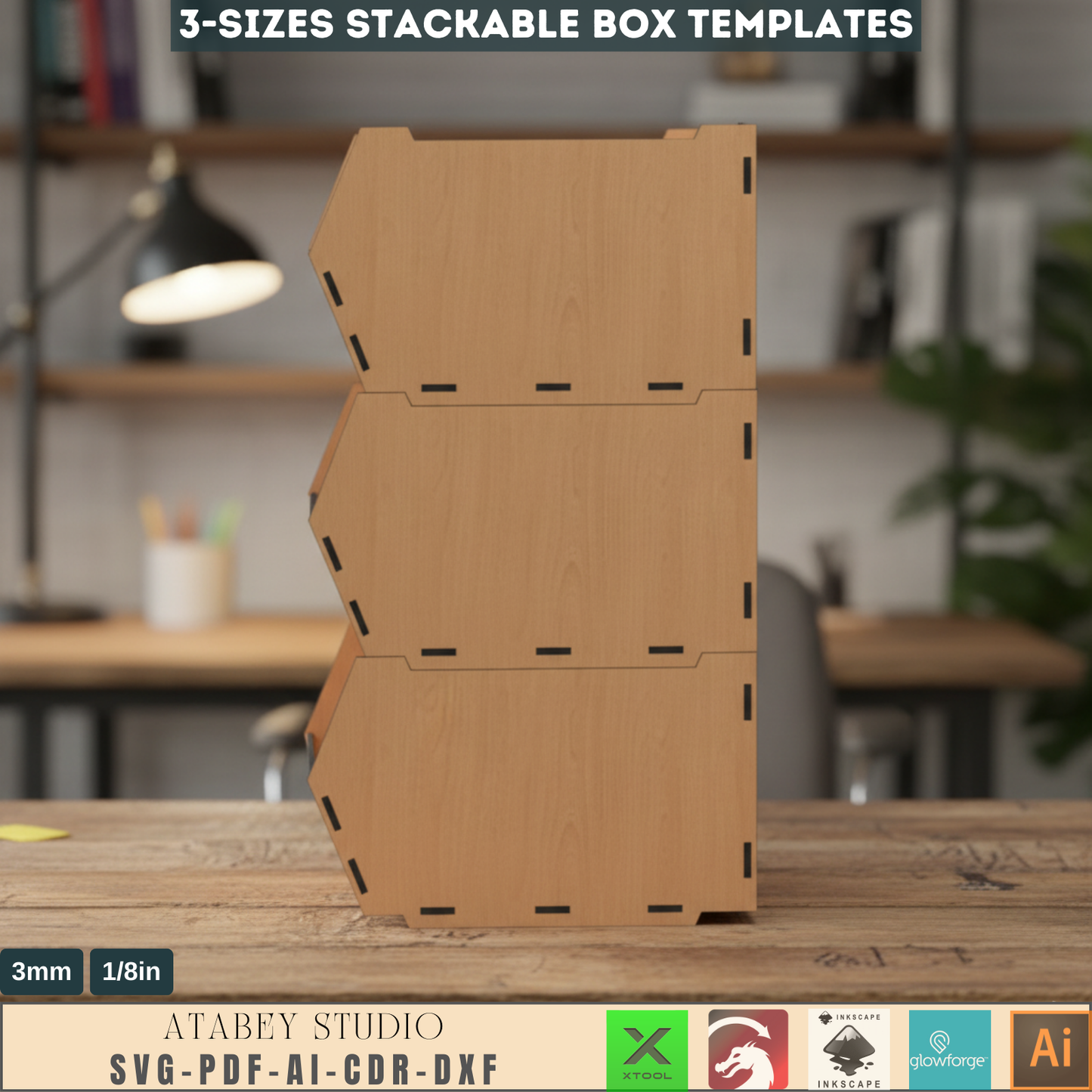 Desk Organizer Stackable Storage Box Svg - Wood Desktop Organizer Storage Bin 575