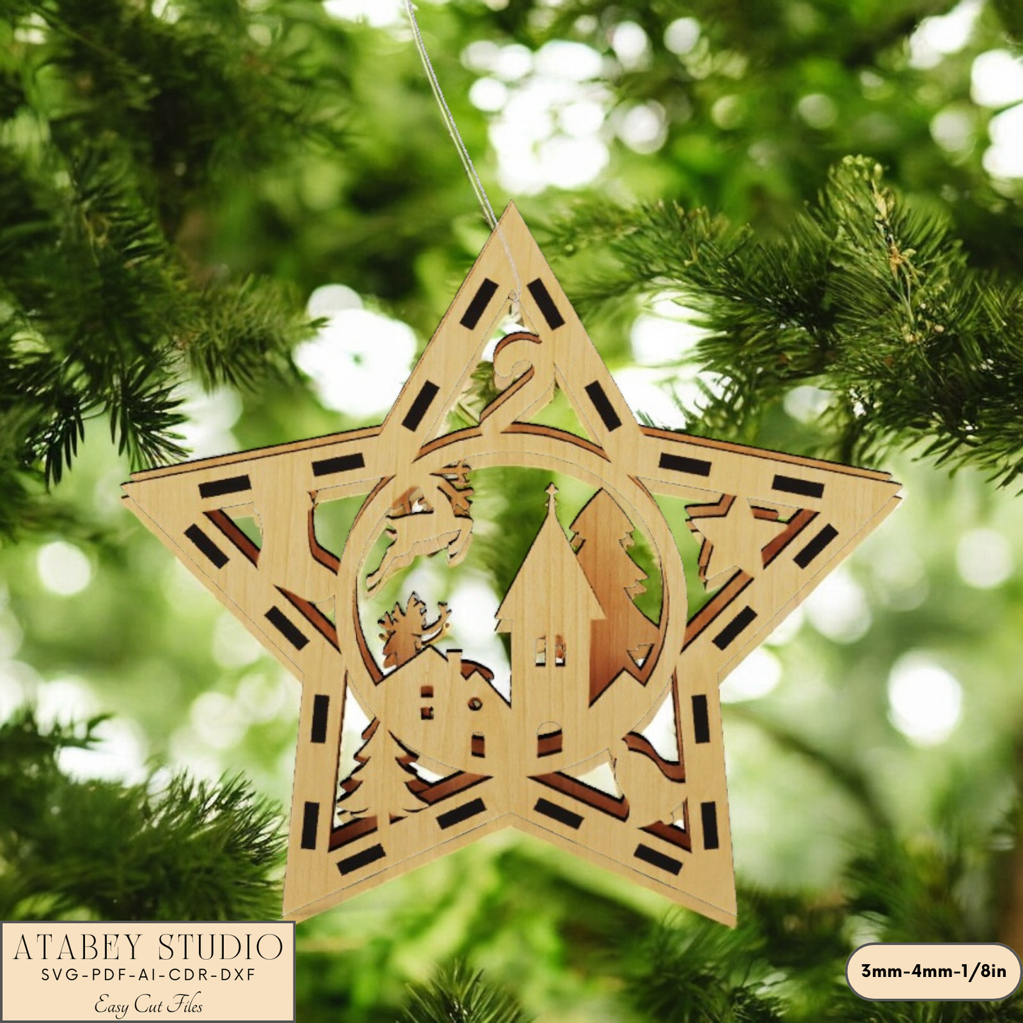 Christmas Star Ornament SVG - Laser Cut Designs for Festive Tree Decorations & Holiday Crafts 902