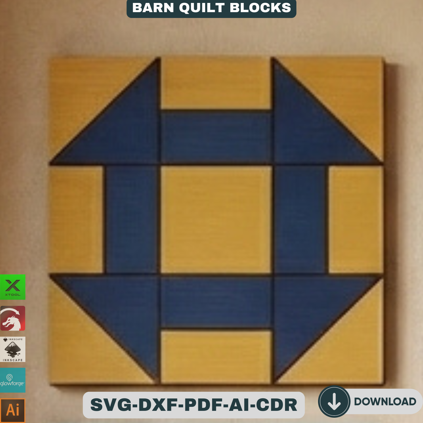 Quilt Block Patterns Laser Cut Template Modern Mosaic Wood Wall Art Farmhouse Decor DIY Patchwork Sign 936