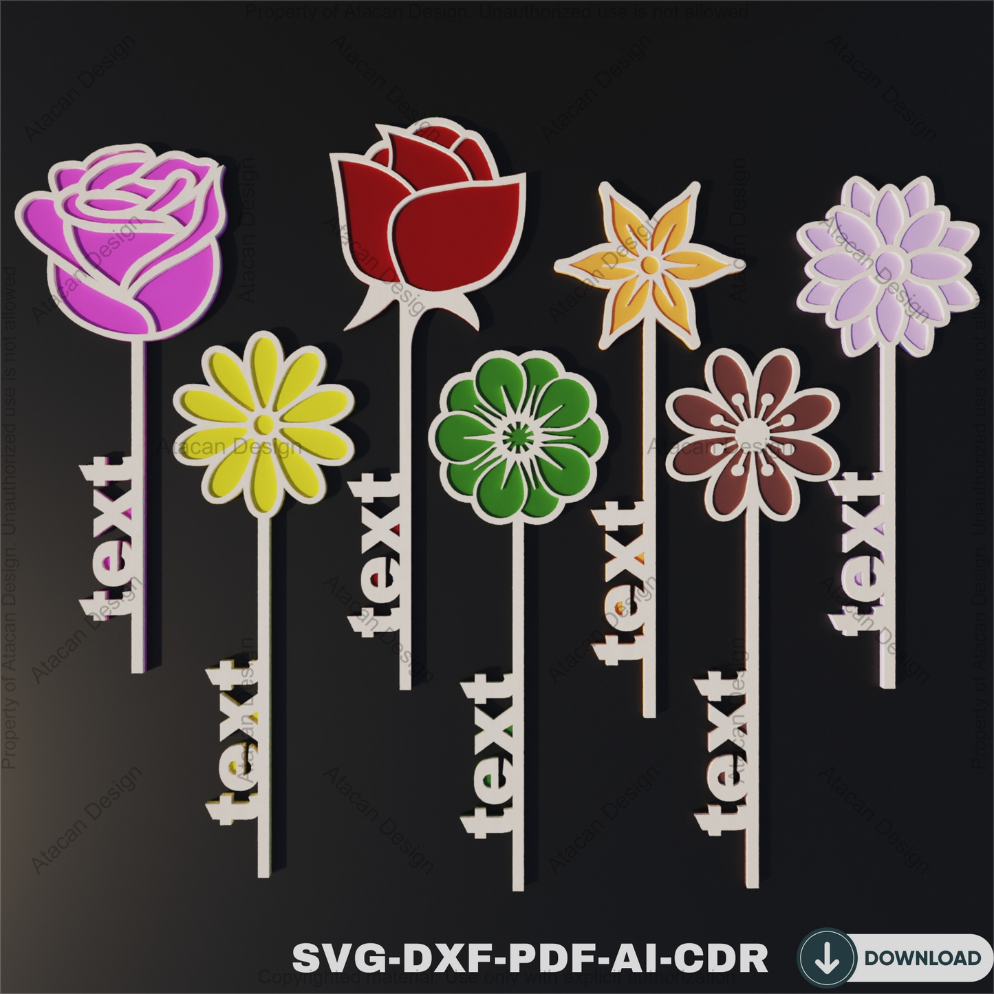 Laser Cut Flower Design Templates - Perfect for Valentine’s Day Gifts or Personalized Name Decor 817