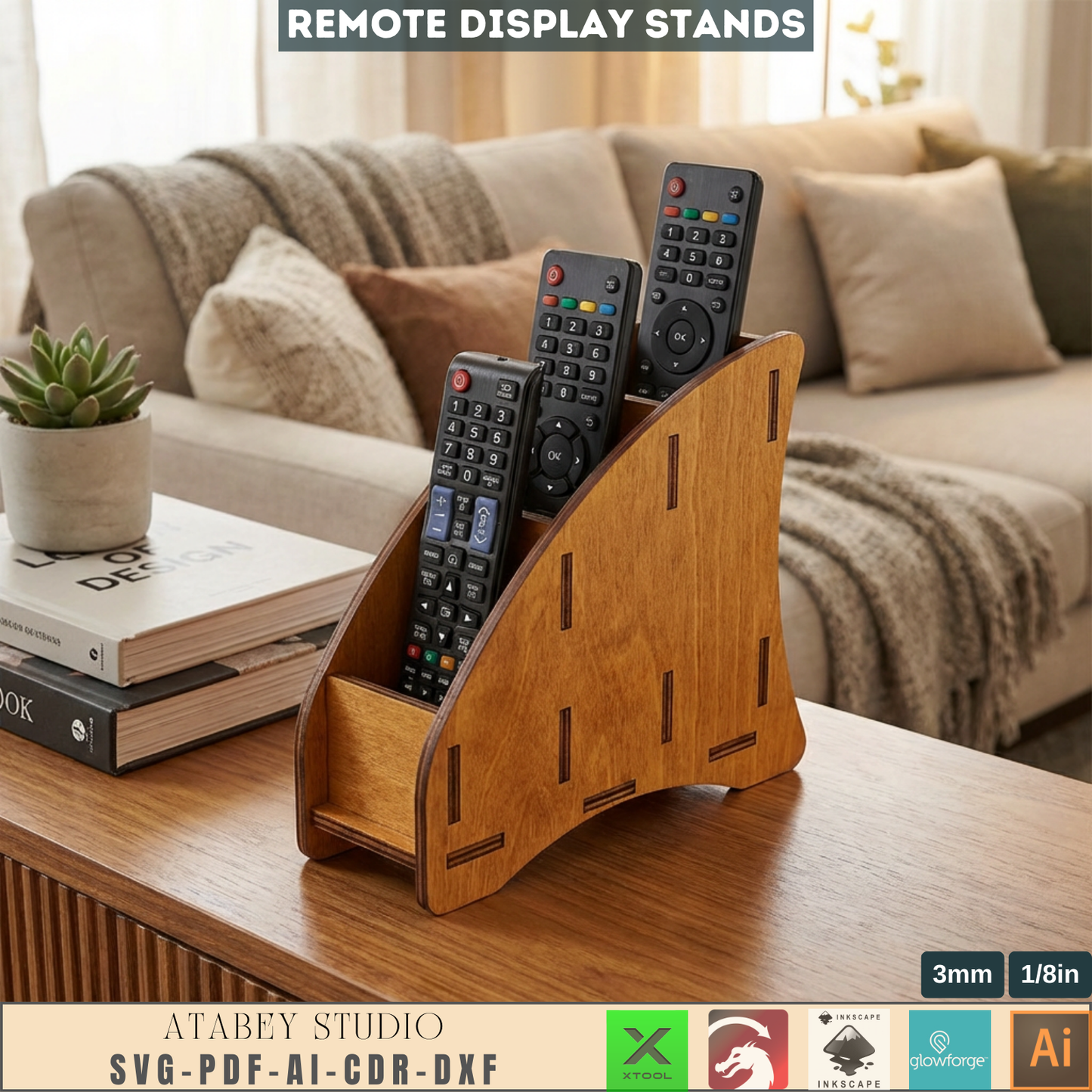 emote Control Holder Laser Cut Template Wall Mount Remote Stand Media Caddy 992