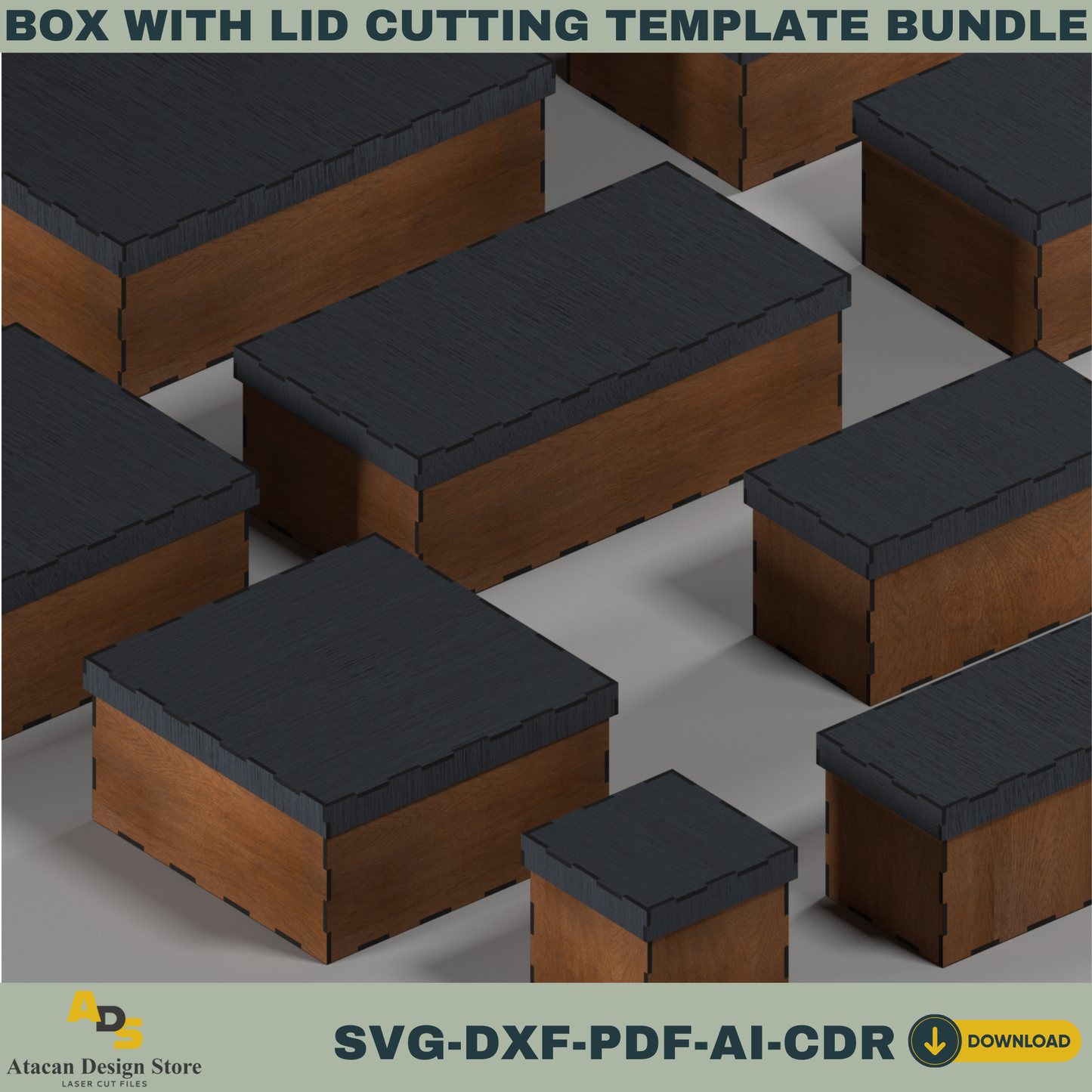 Box with Lid Template Bundle – Perfect for Laser Cutting, Create Multiple Box Sizes for Storage & Gift Packaging 761