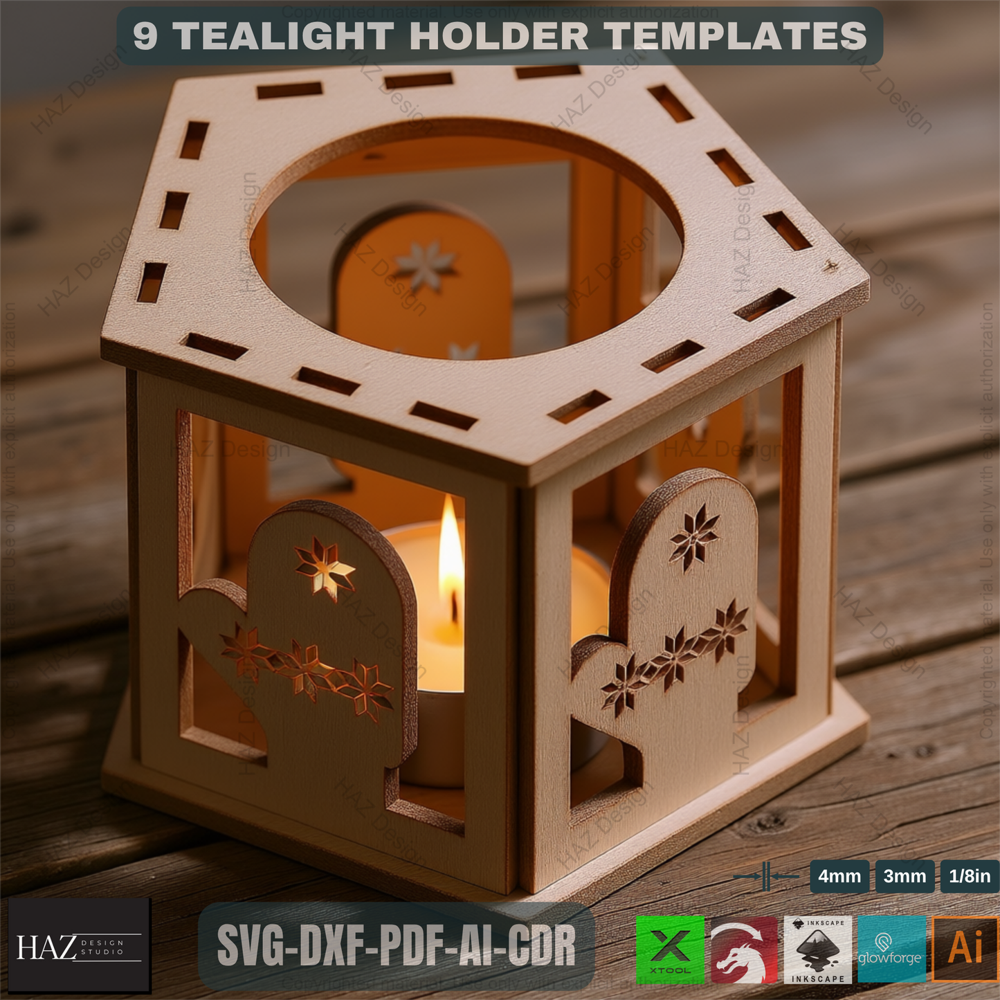 DIY Laser Cut Tealight Holders SVG Files | Christmas Candle Box Template | Wood Lanterns | Festive Home Decor Gifts for Xtool Glowforge 481
