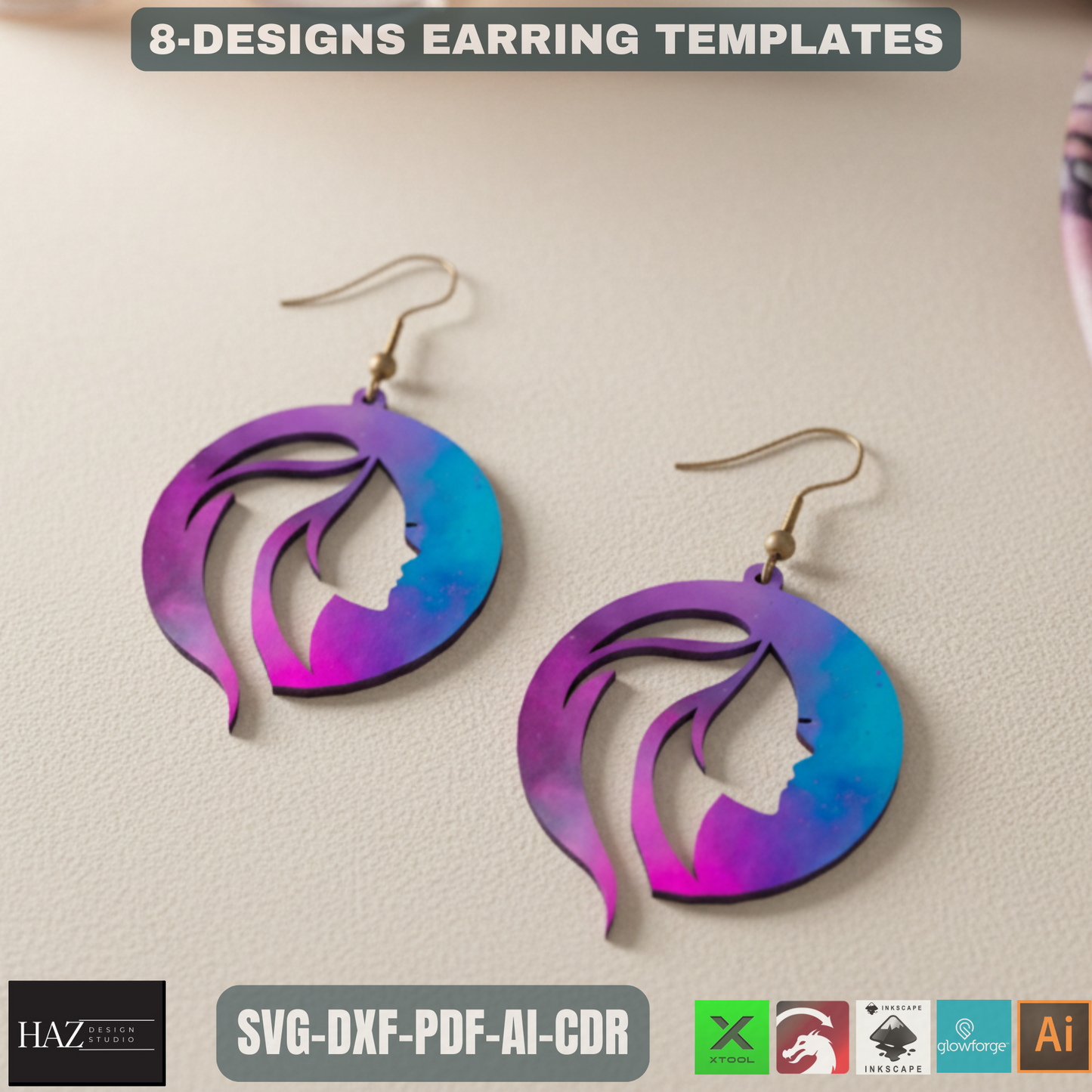 Laser Cut Earring SVG Bundle, Unique Wood Earring Designs, DIY Jewelry Files for Laser Cutter 478