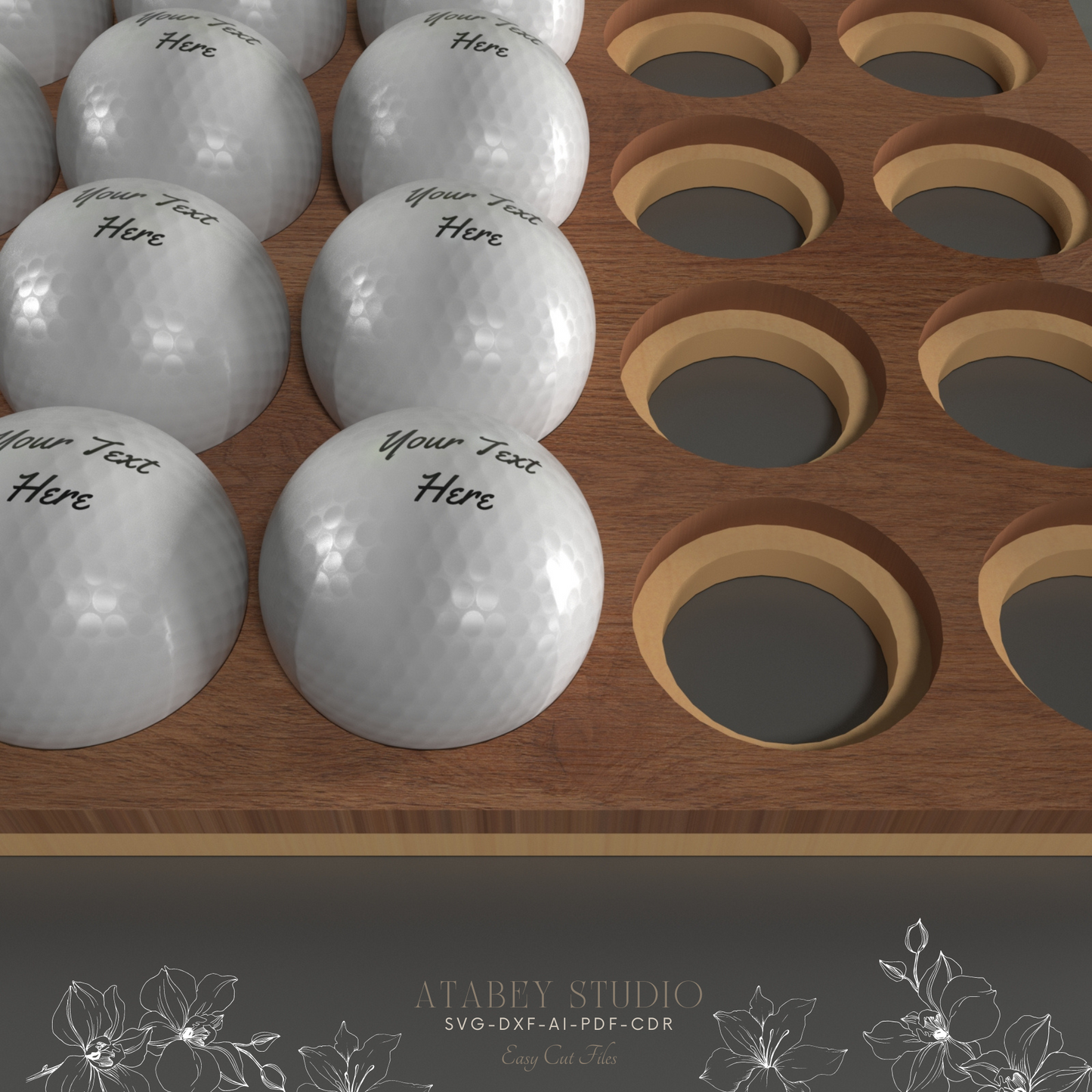 Golf Ball Holder Template - Laser Engraving Jig - Perfect for UV Painting 871